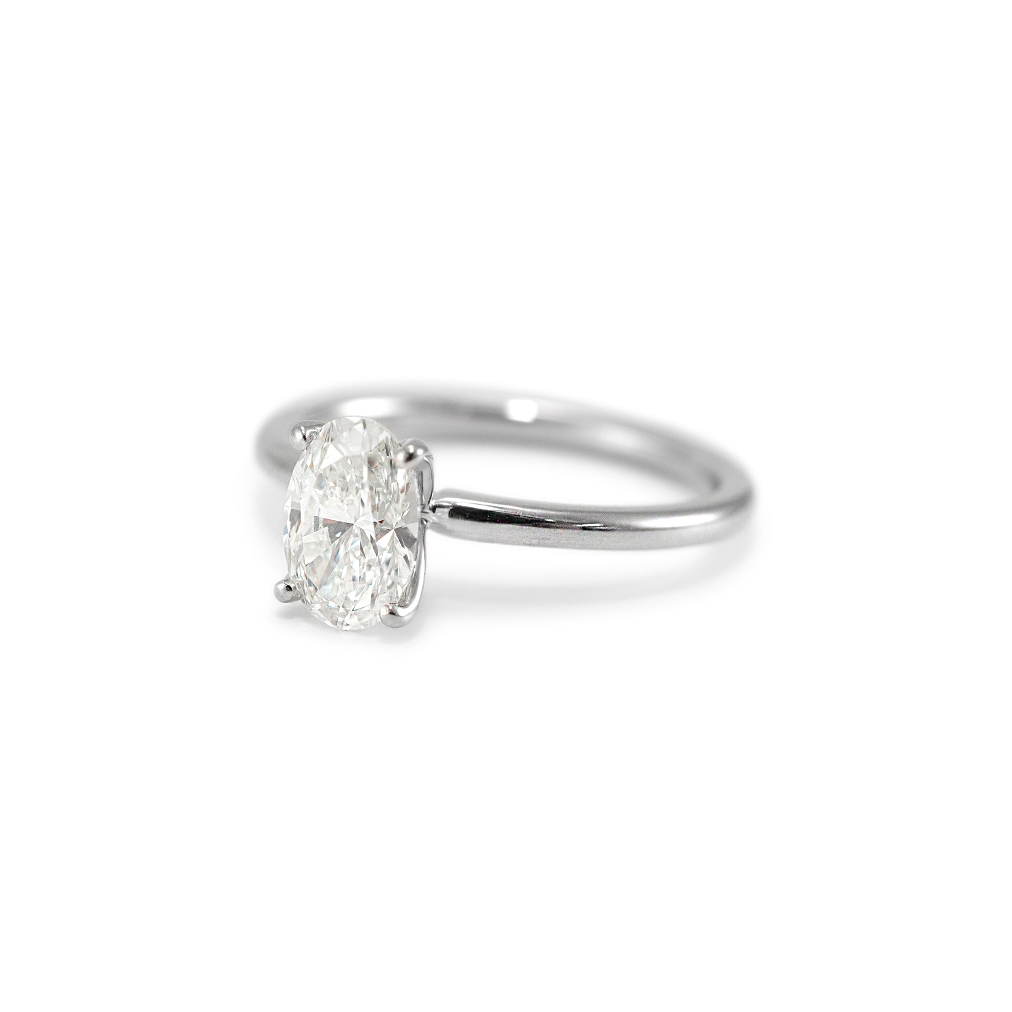Ladies 14K White Gold IGI Oval 1.50ct Lab Grown Diamond Solitaire Engagement Ring