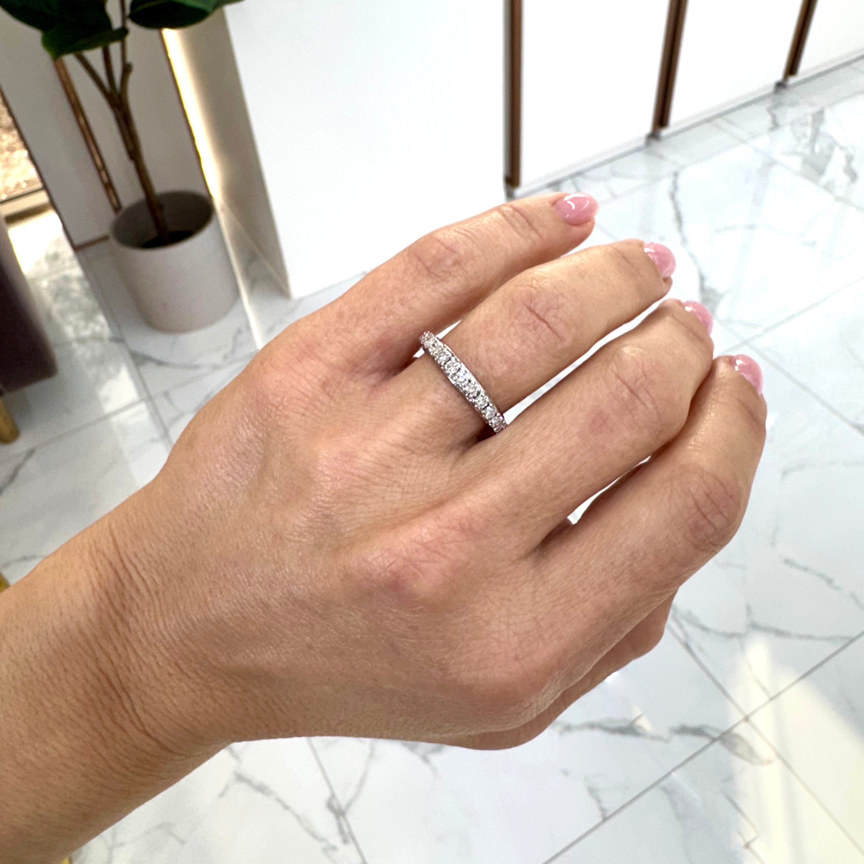 Antique Mixed Metals Full Eternity Old Single Cut Diamond Wedding Band