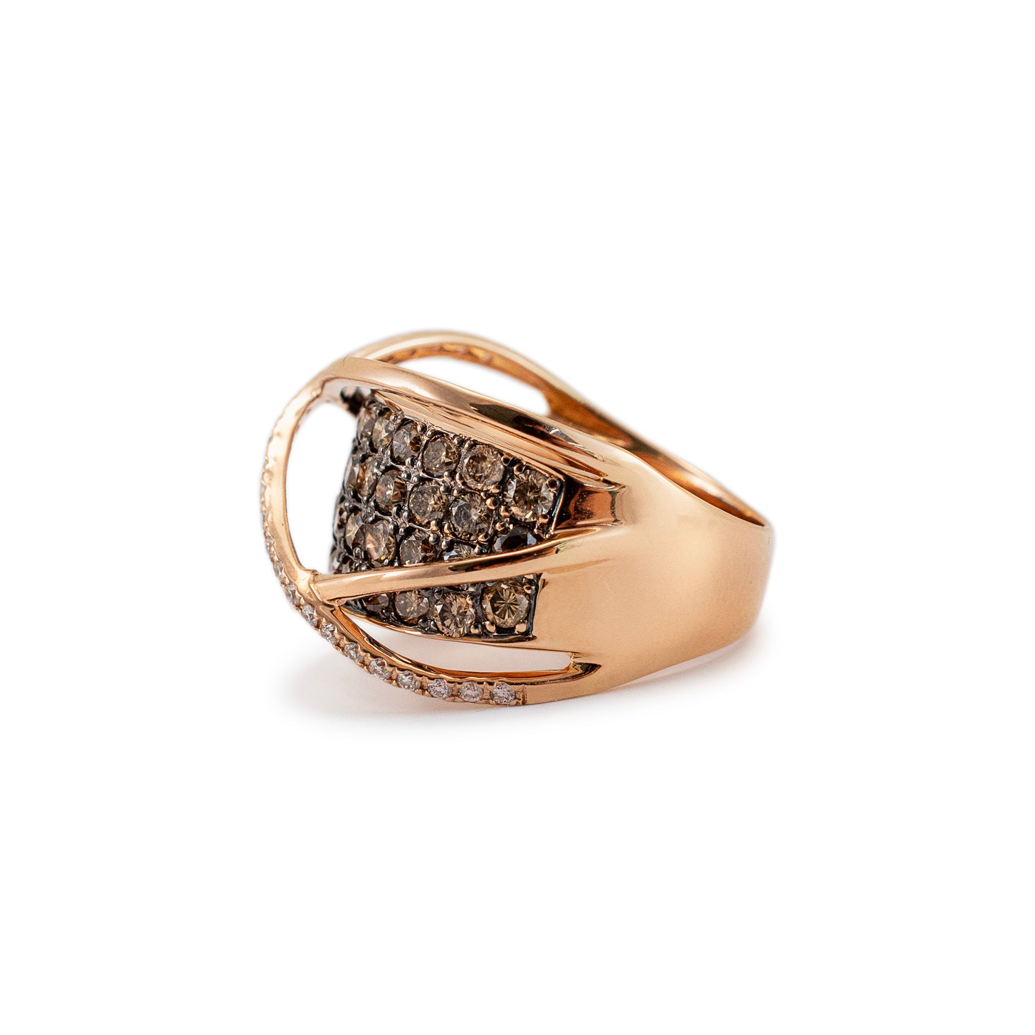 Levian 14K Rose Gold Chocolate & White Diamond Crossover Cocktail Ring