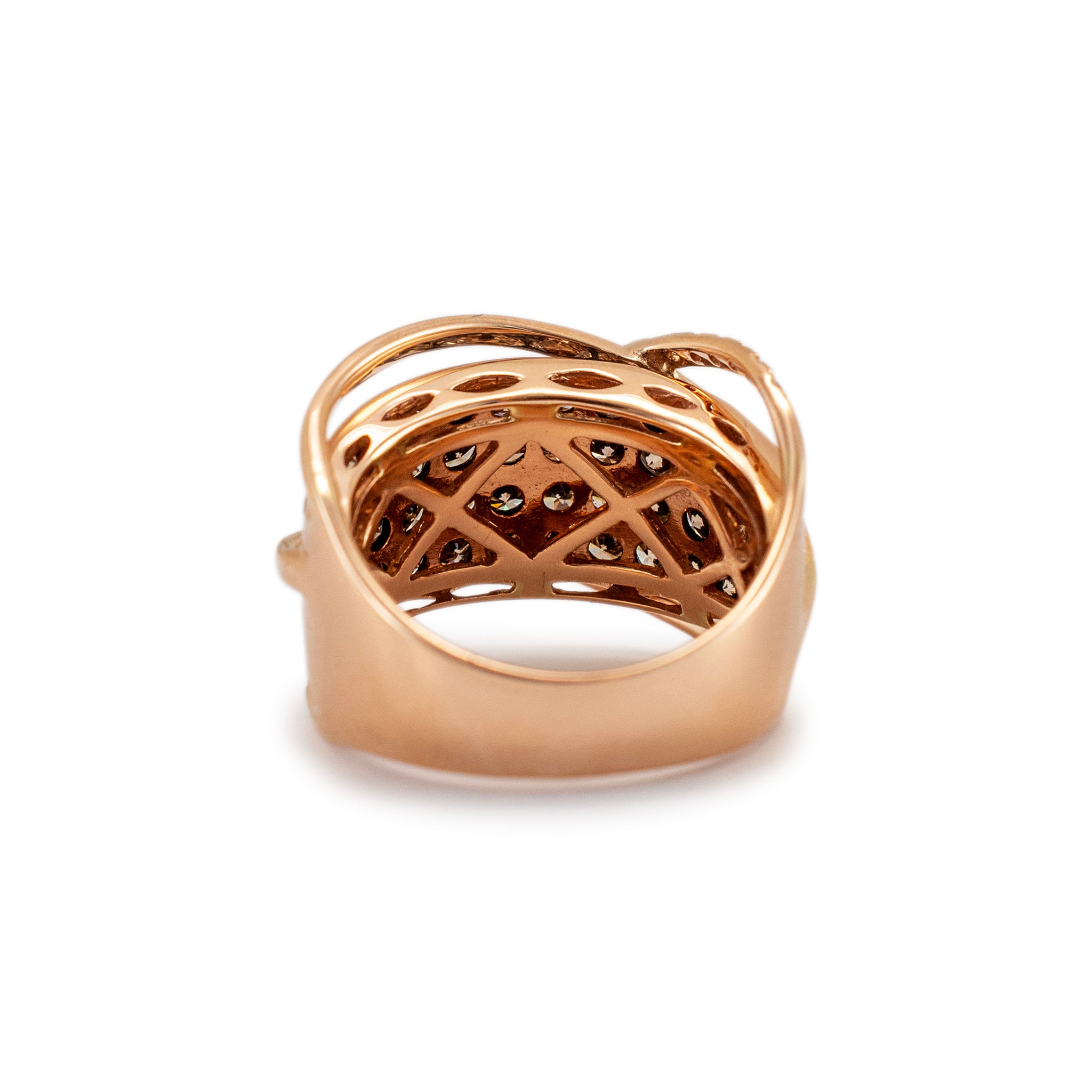 Levian 14K Rose Gold Chocolate & White Diamond Crossover Cocktail Ring