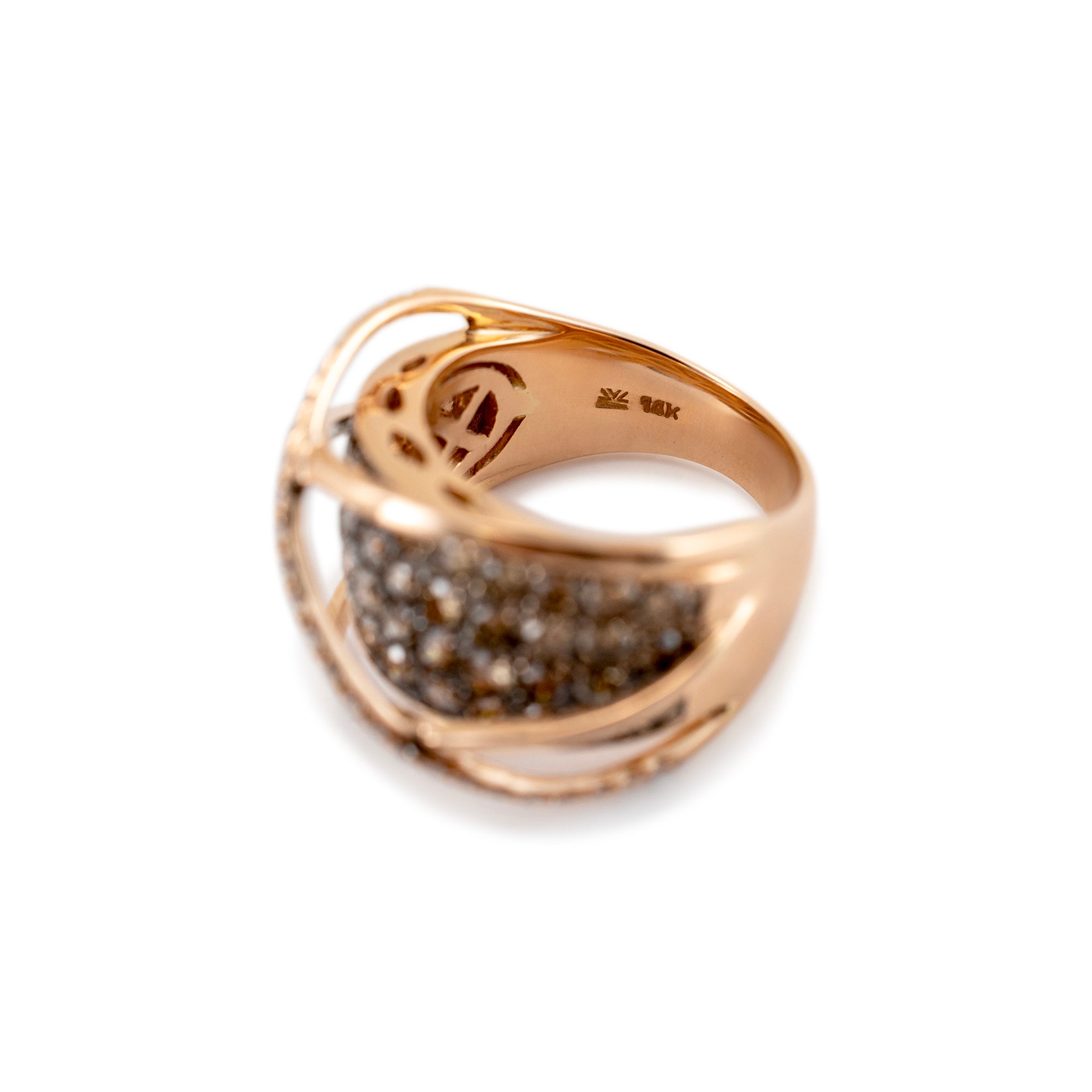 Levian 14K Rose Gold Chocolate & White Diamond Crossover Cocktail Ring