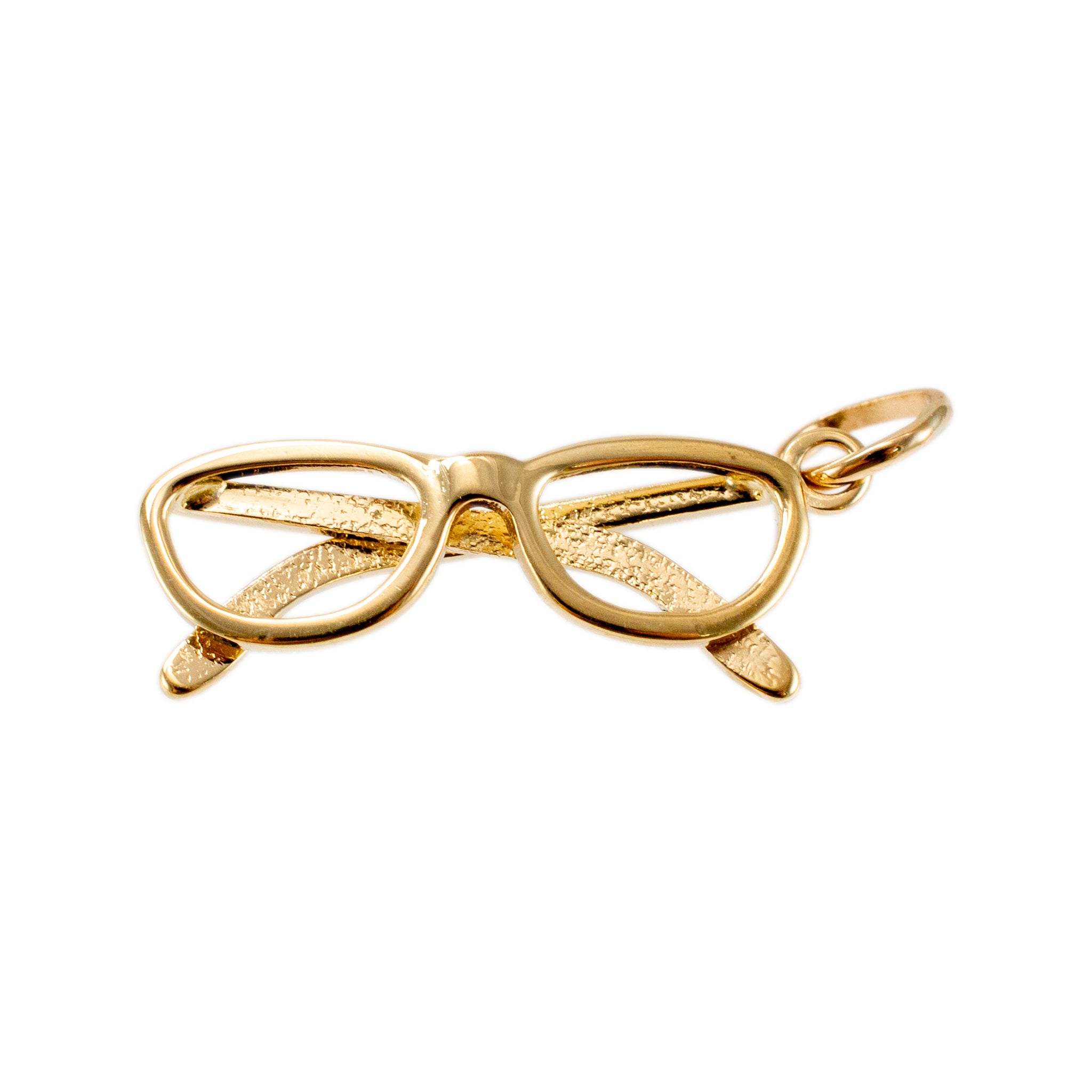 14K Yellow Gold Round Glasses Charm Pendant
