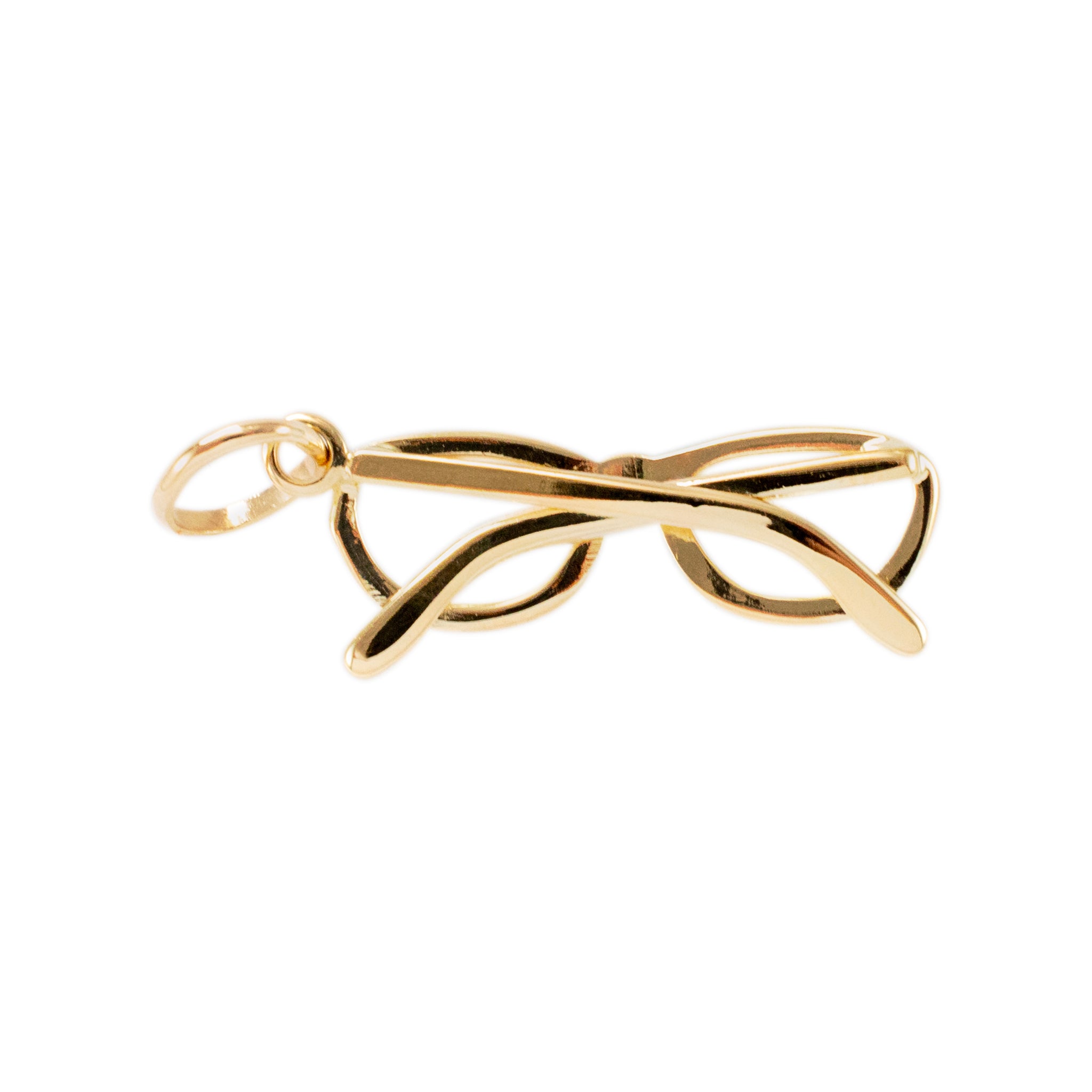 14K Yellow Gold Round Glasses Charm Pendant