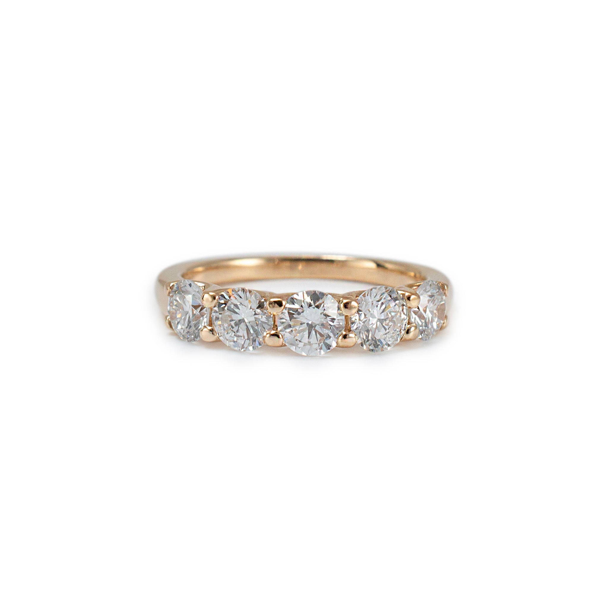 14K Rose Gold Five Across Half Eternity 1.38ct Lab Grown Diamond Wedding Band