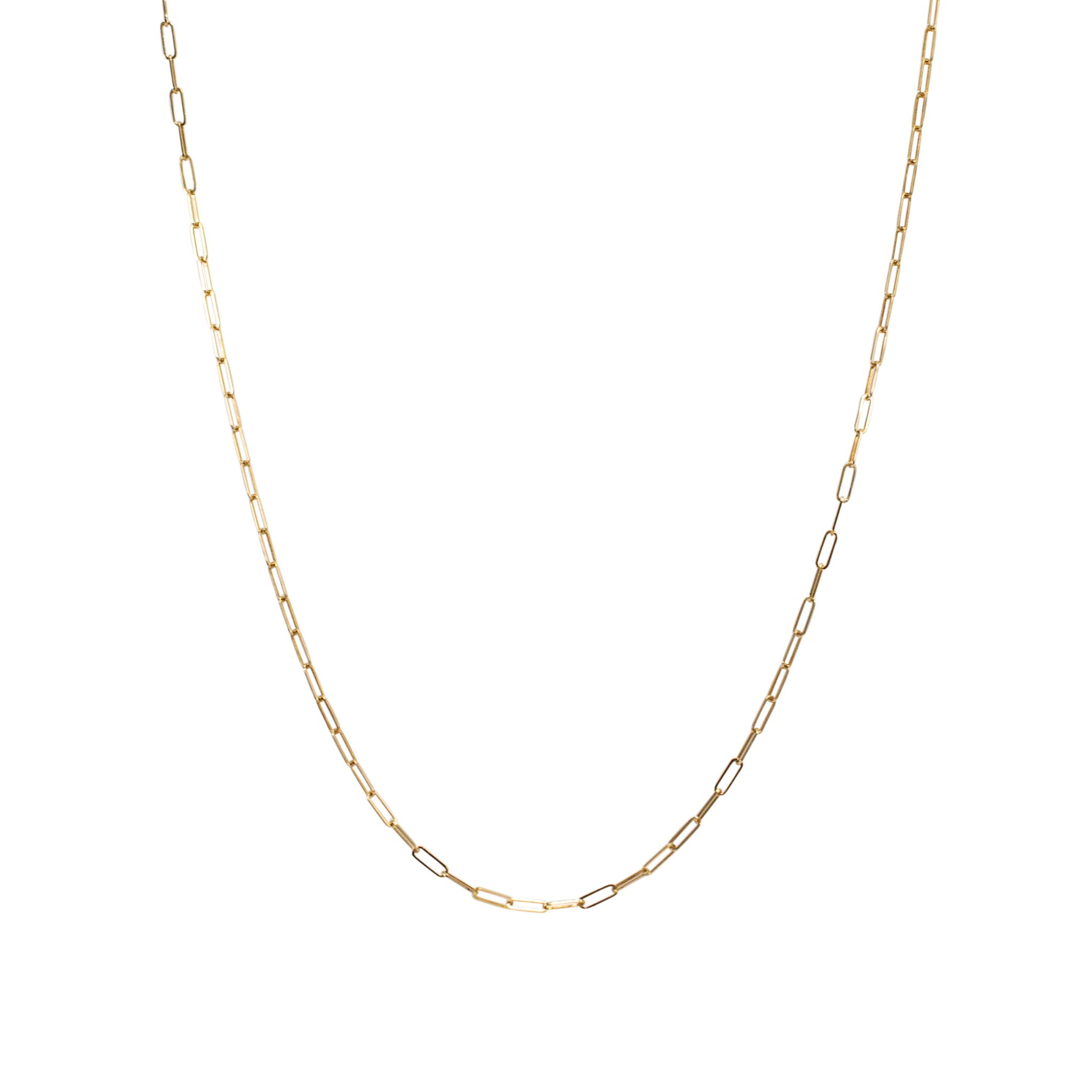 Ladies 14K Yellow Gold Oval Link Paper Clip Chain Necklace