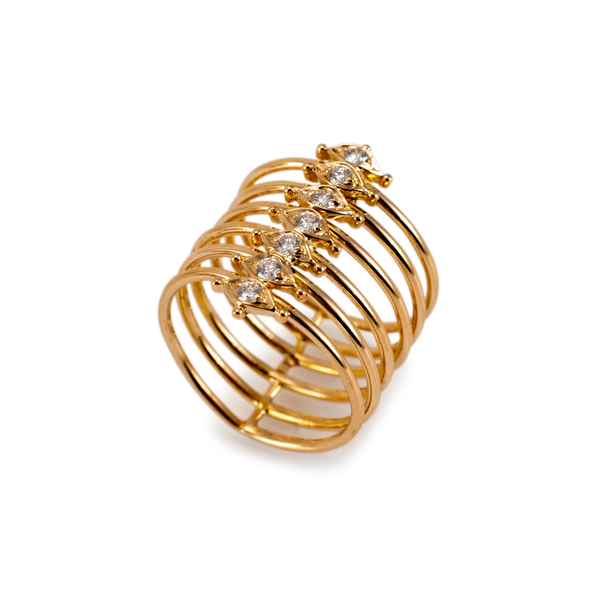 Ladies 18K Yellow Gold Stacking Diamond Band Ring