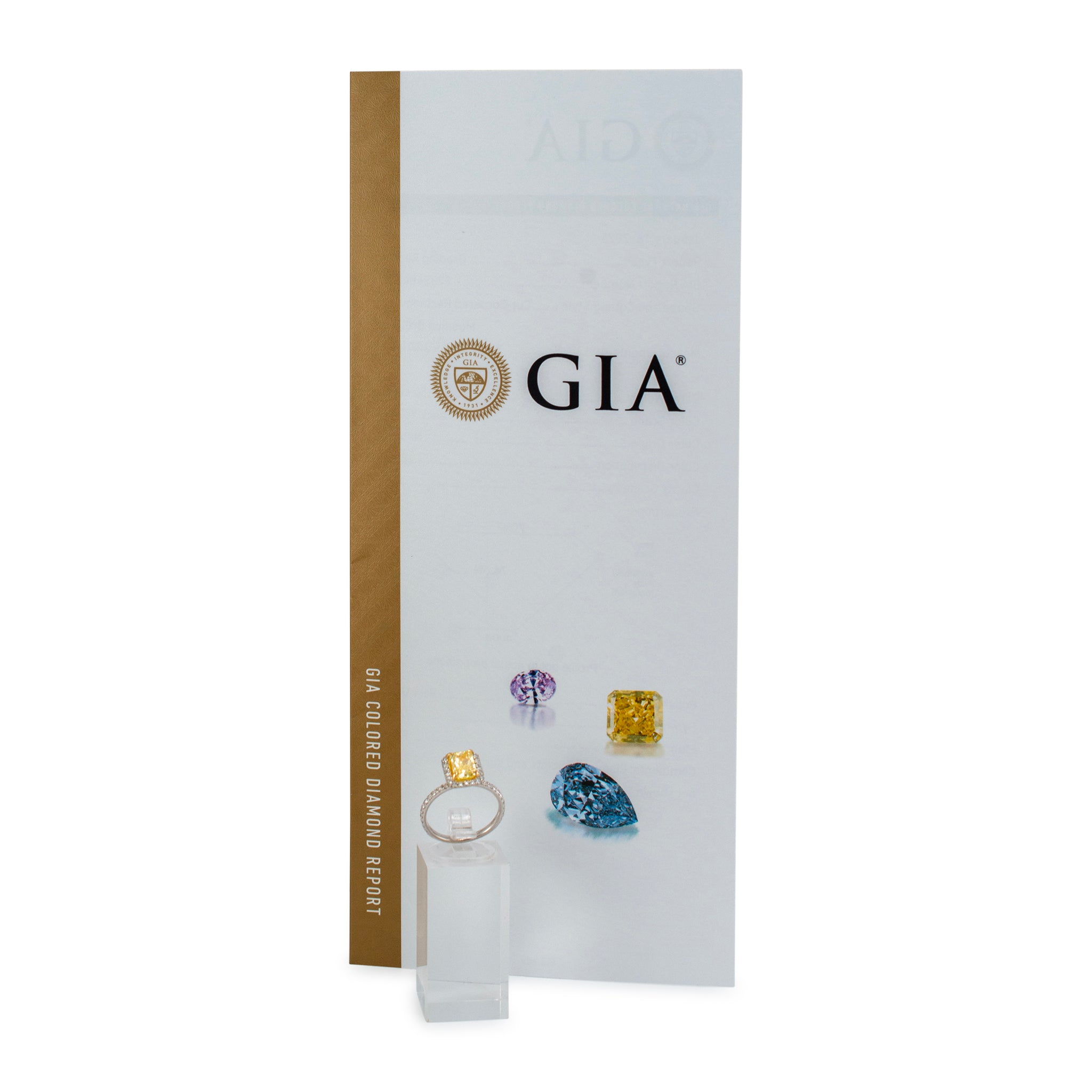 18K White Gold Radiant Cut GIA Fancy Yellow Diamond Halo White Engagement Ring