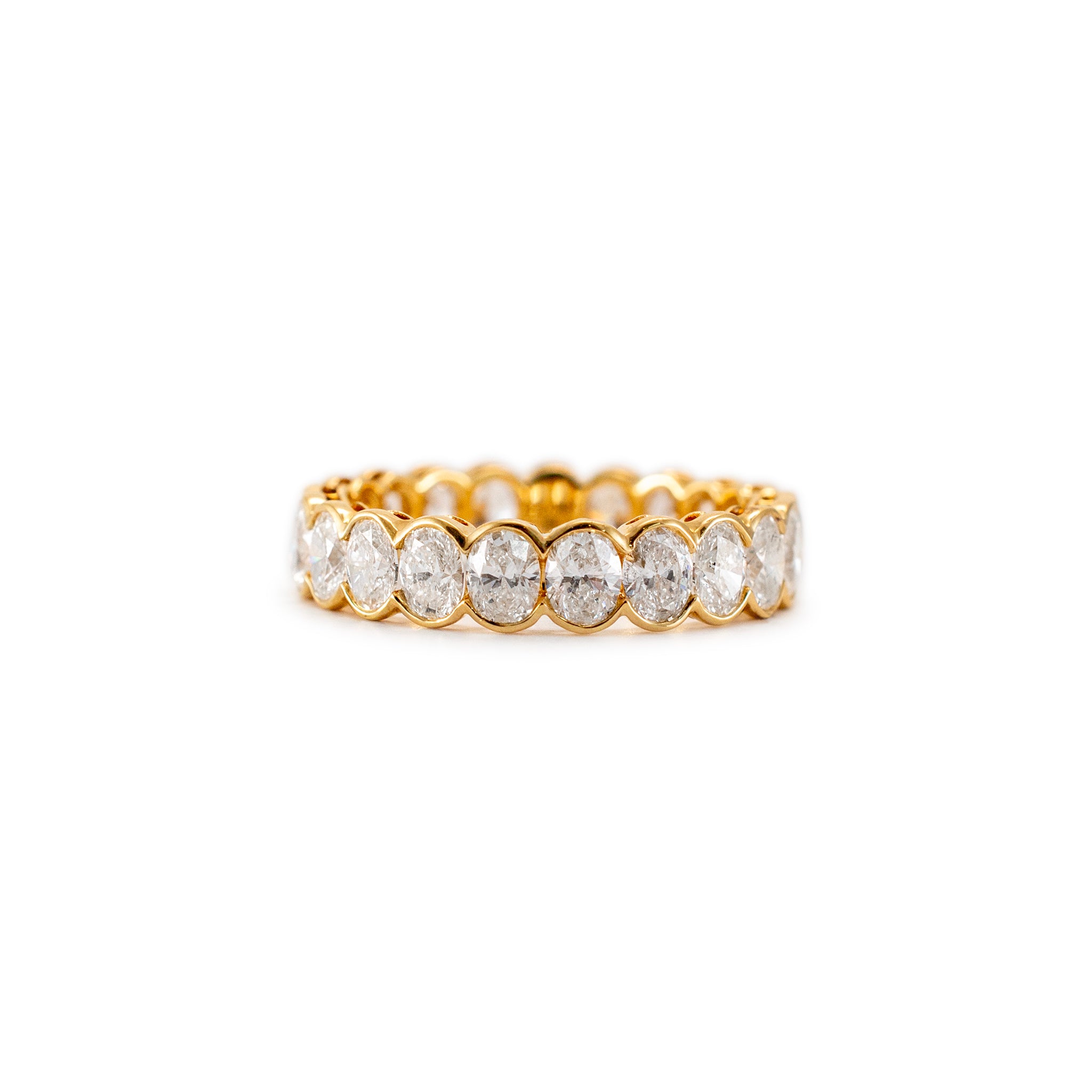 Ladies 18K Yellow Gold Full Eternity 3.17ct Oval Diamond Wedding Band
