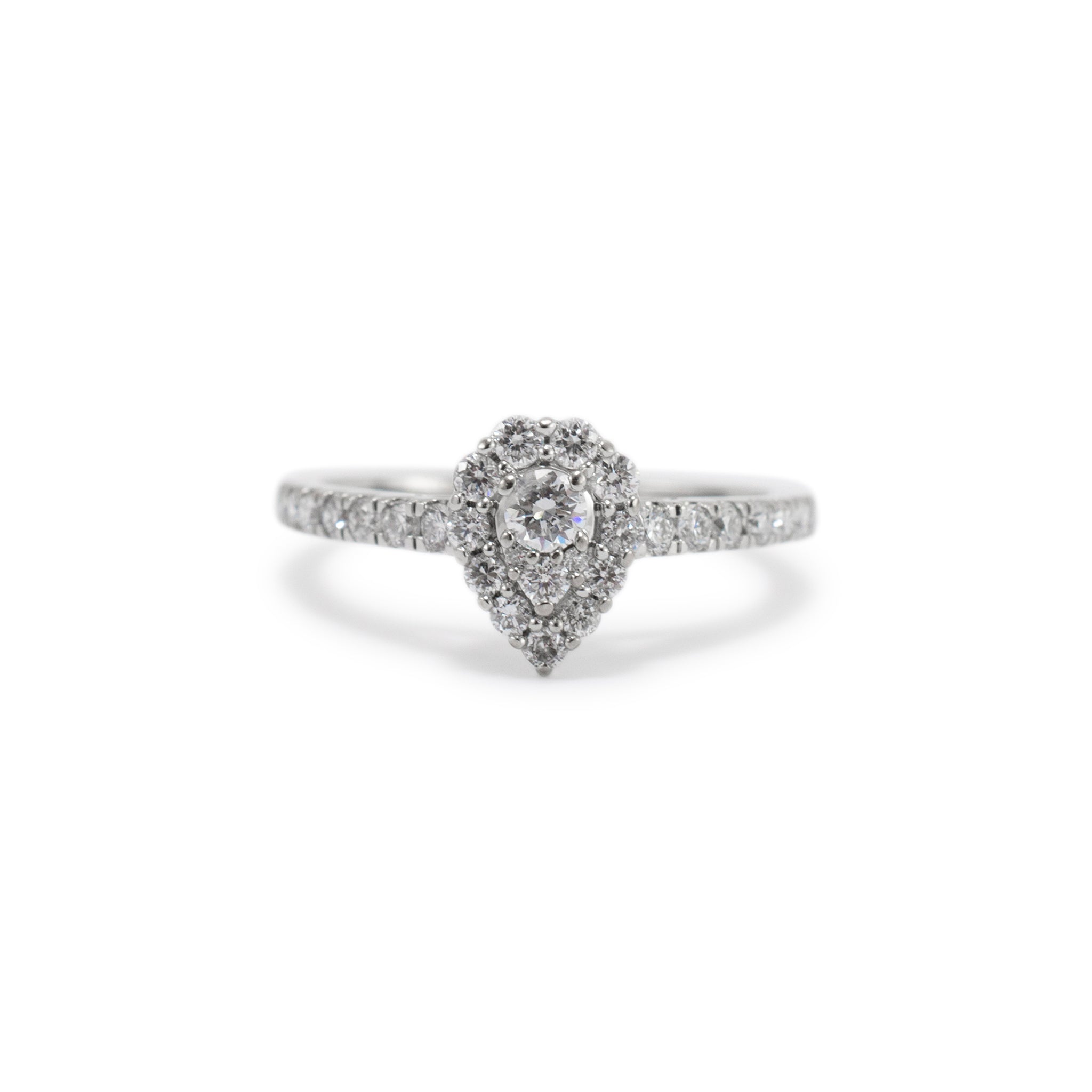 Ladies 10K White Gold Pear Shape Cluster Lab Grown Diamond Engagement Ring
