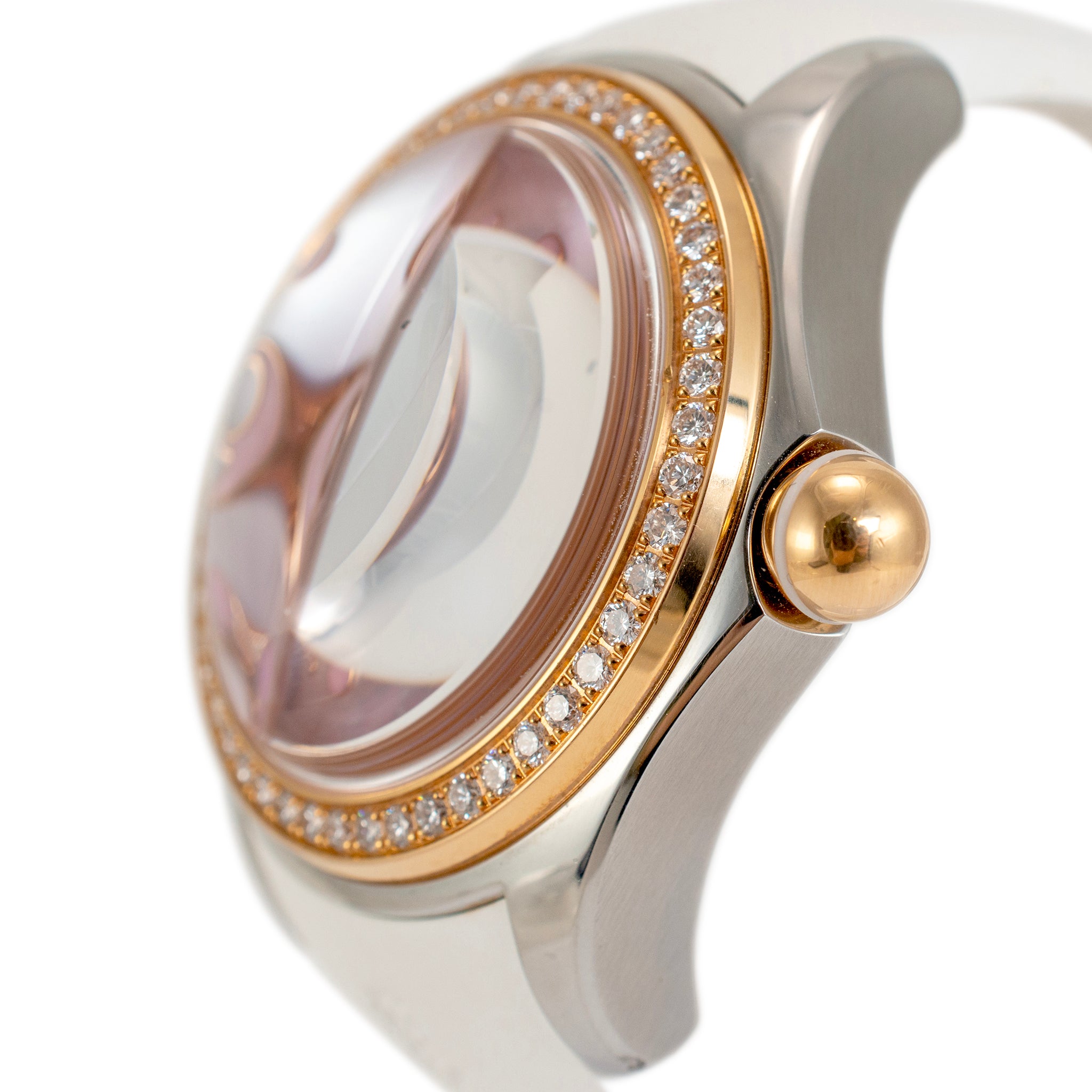 Corum Bubble 42MM L295 Pink Mop Diamond Bezel Rose Gold Stainless Steel Watch