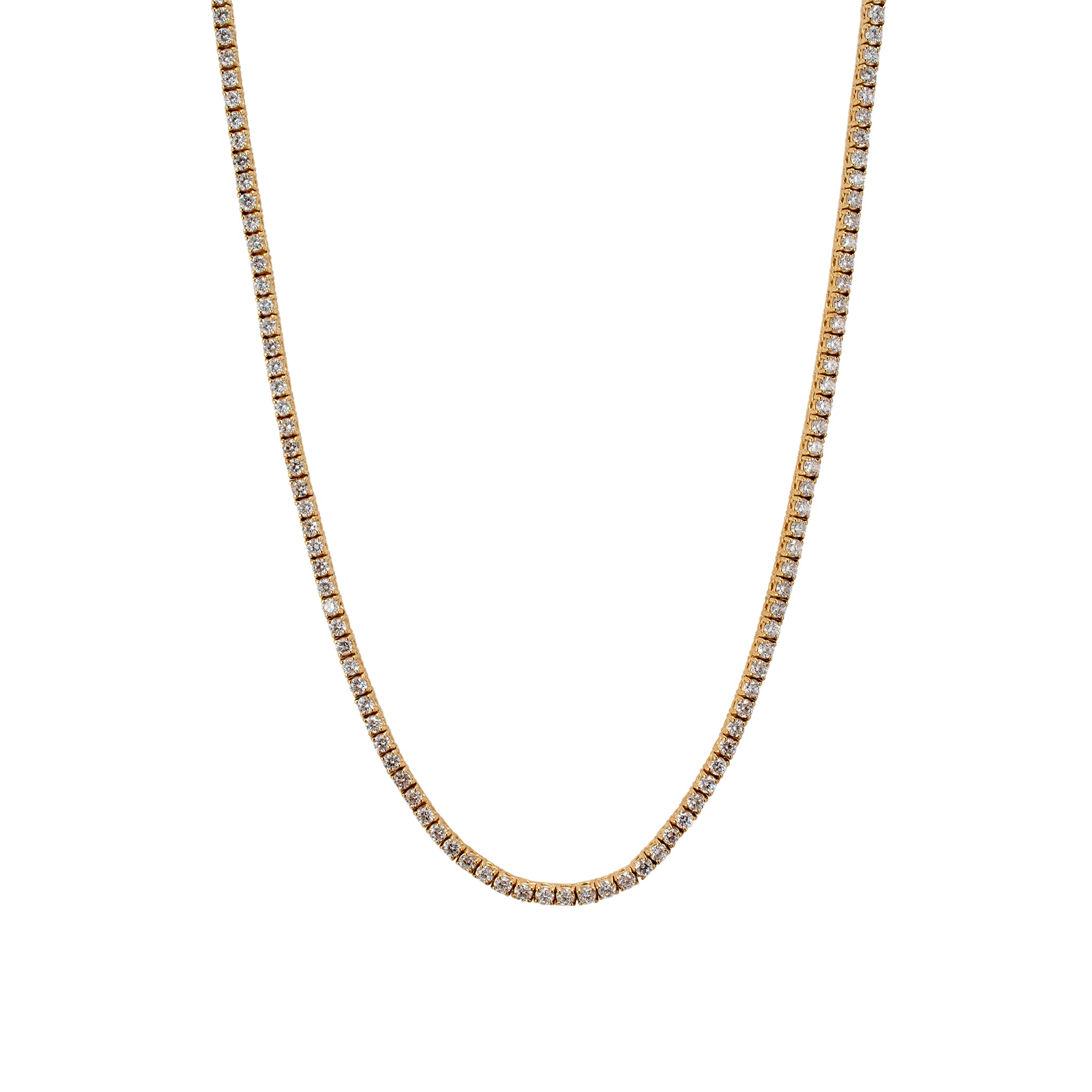 14K Yellow Gold 6.50ct Lab Grown Diamond Tennis Chain Necklace
