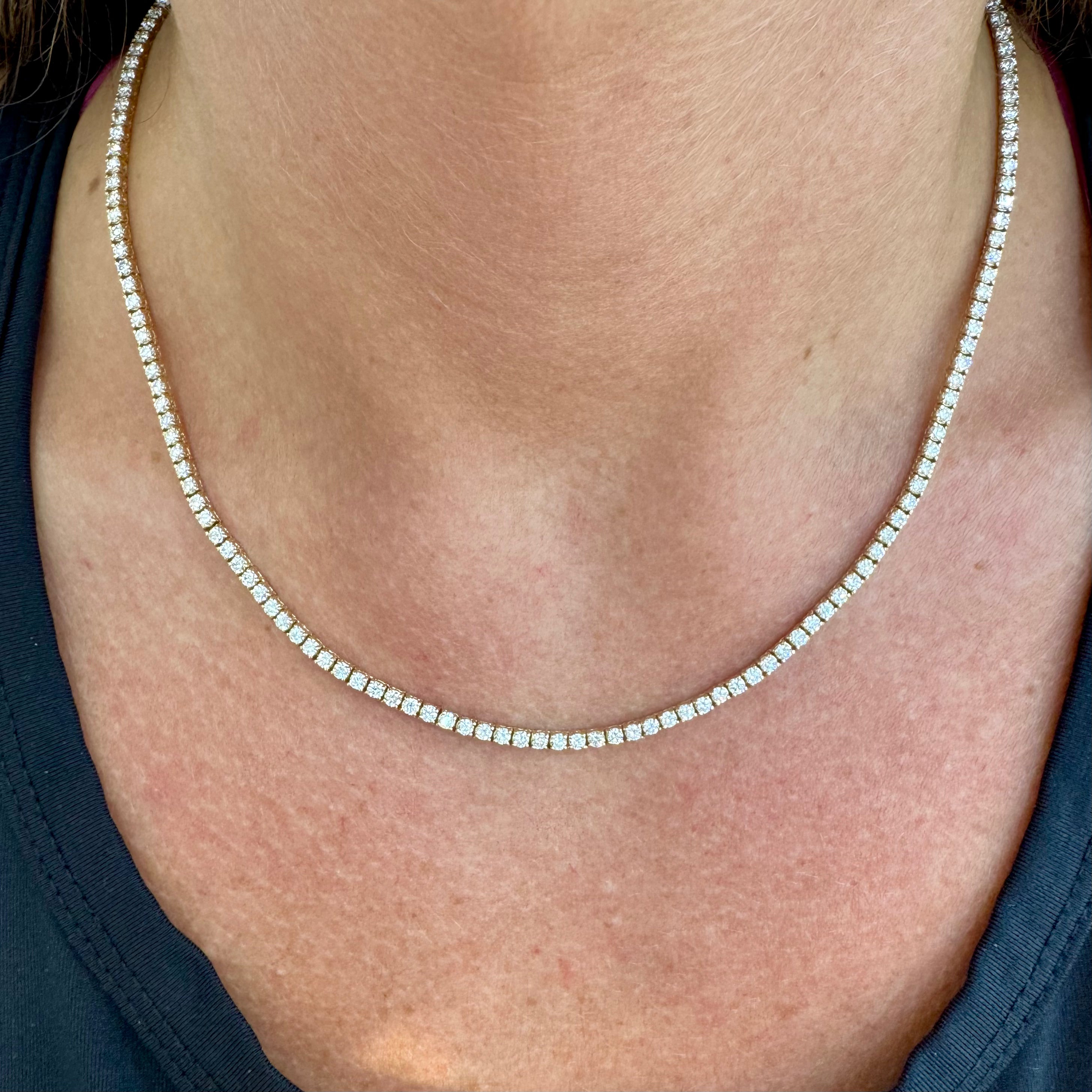14K Yellow Gold 6.50ct Lab Grown Diamond Tennis Chain Necklace