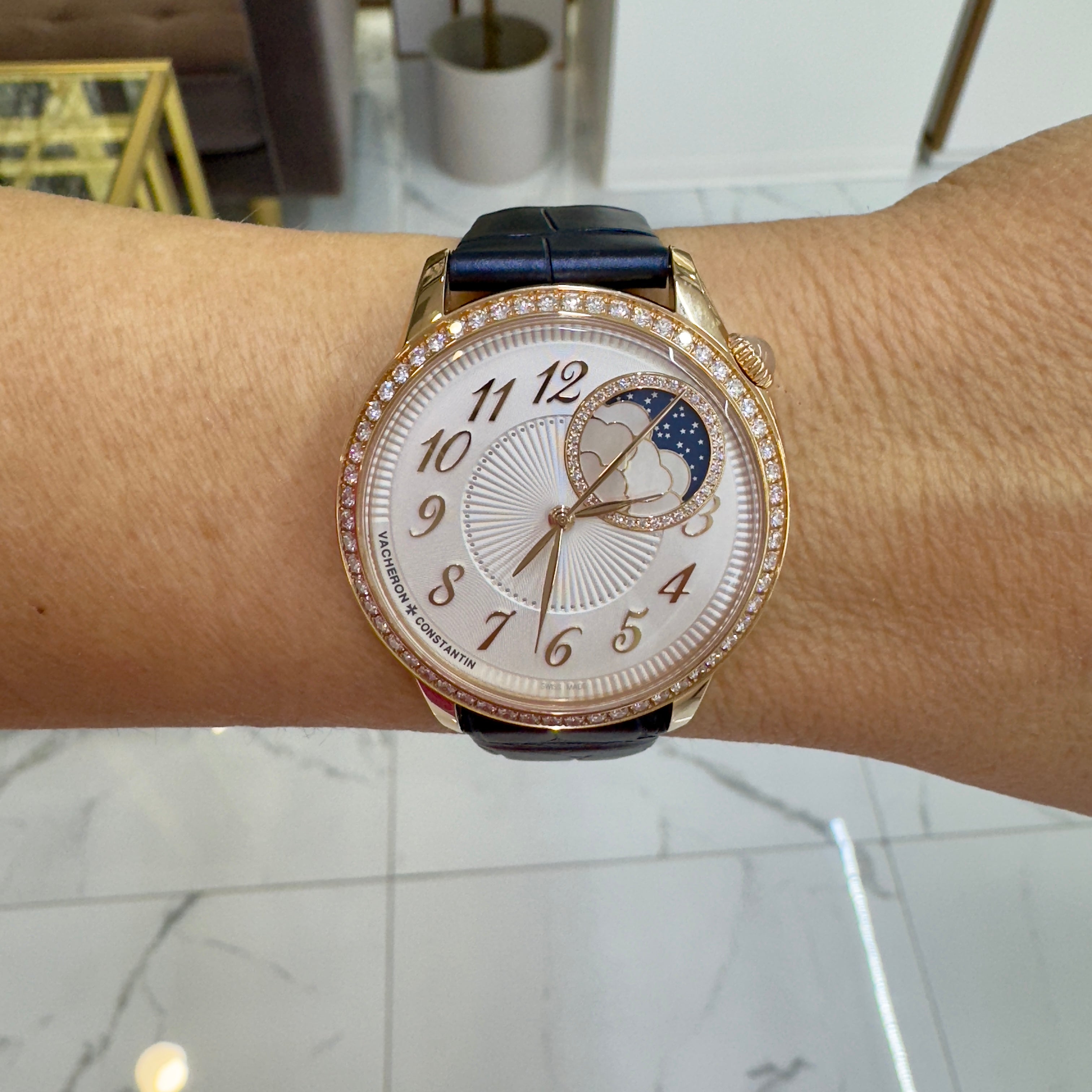 2022 Vacheron Constantin Égérie 8005F 37MM Moonphase Diamond 18K Rose Gold Watch
