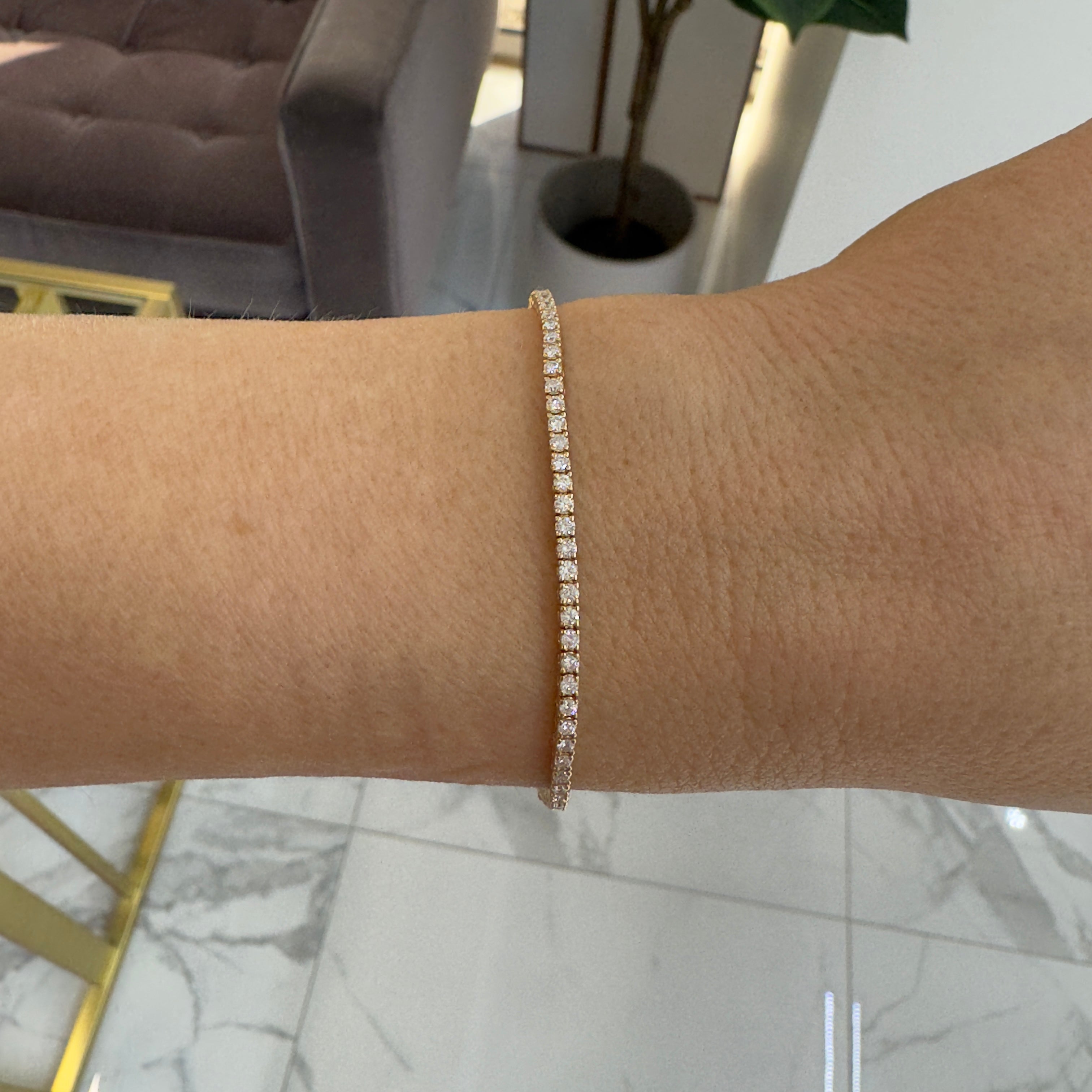 14K Yellow Gold 4-Prong 1.57ct Diamond Tennis Bracelet
