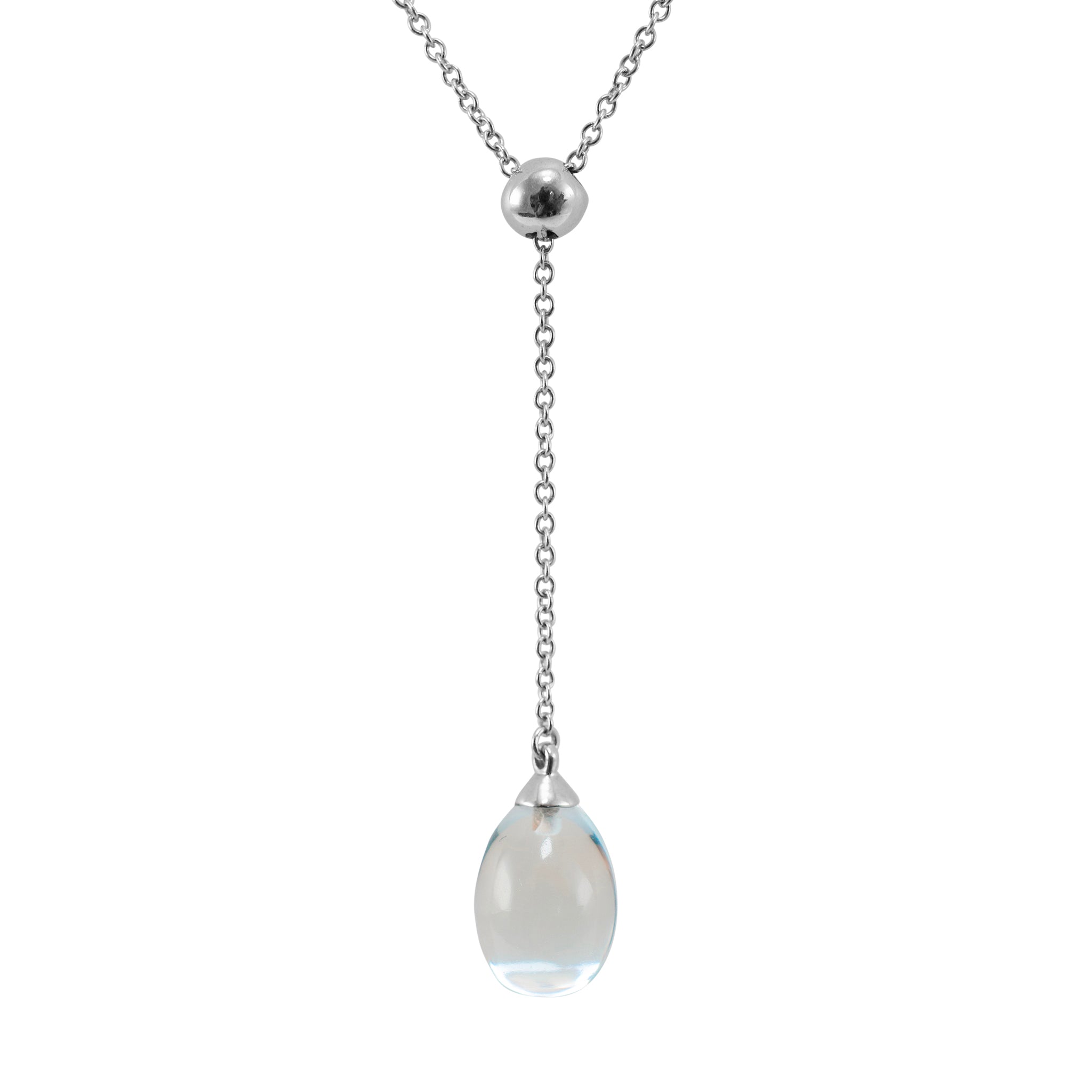Tiffany & Co. 18K White Gold Aquamarine Drop Pendant Necklace