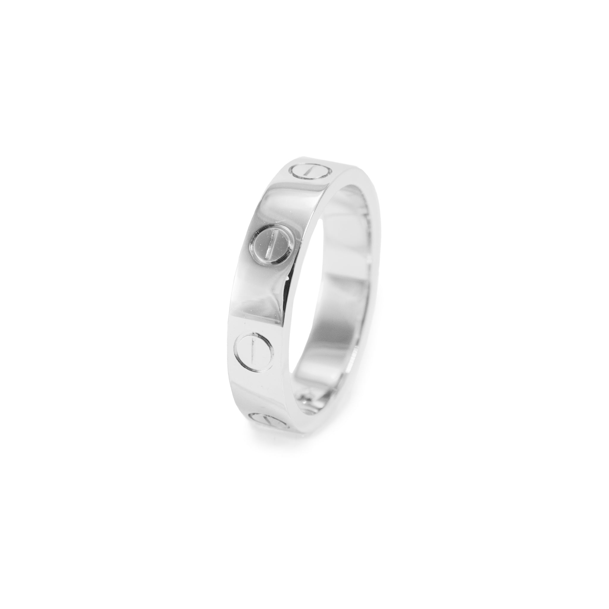 Cartier 18K White Gold Love Ring Small Model 1 Diamond Band