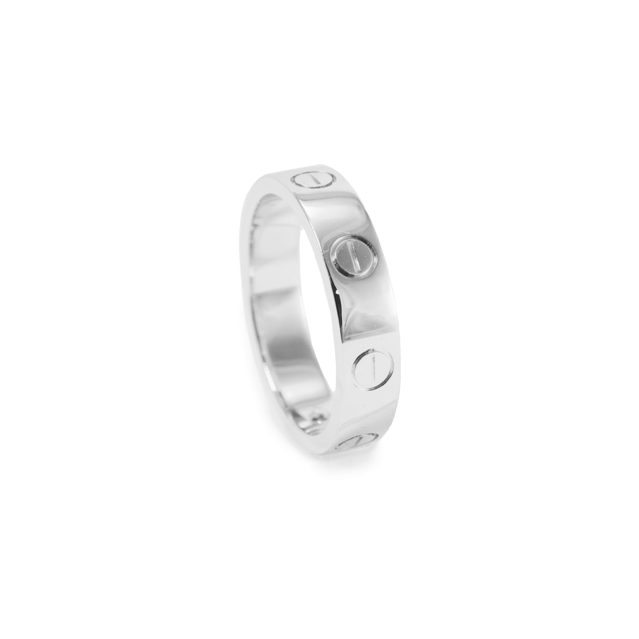 Cartier 18K White Gold Love Ring Small Model 1 Diamond Band