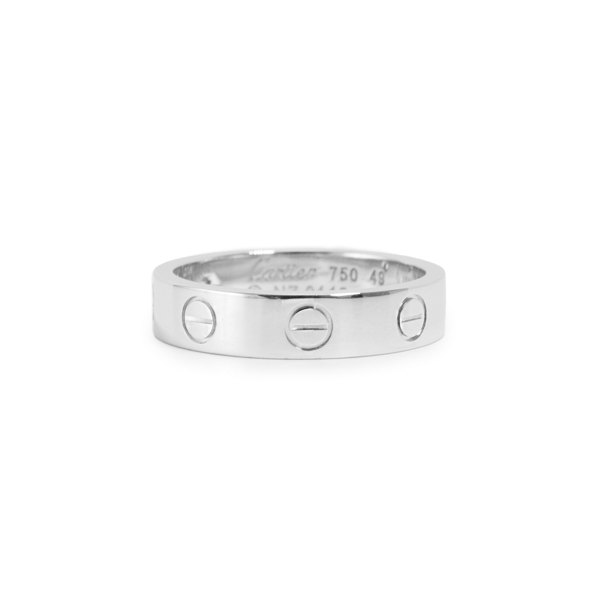 Cartier 18K White Gold Love Ring Small Model 1 Diamond Band