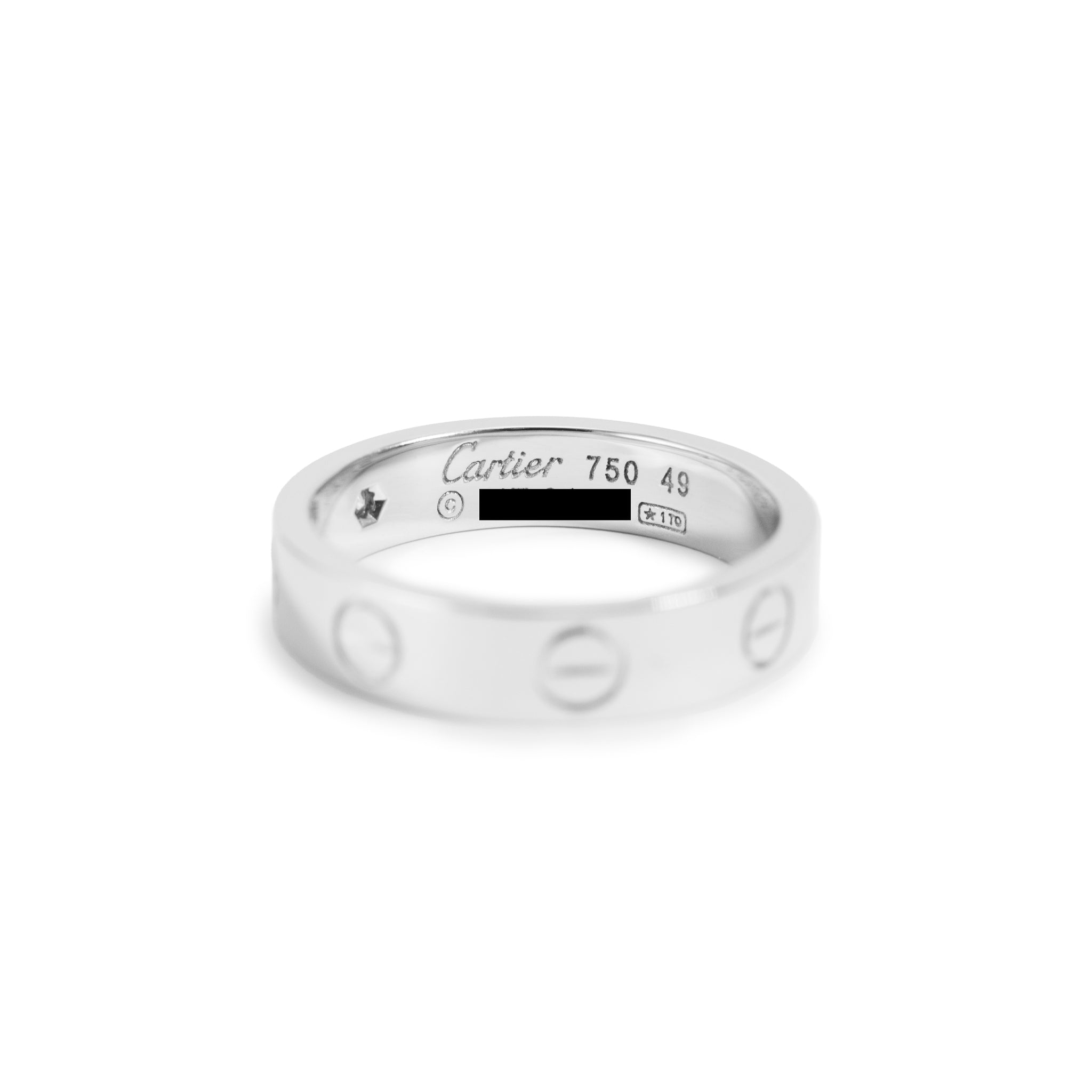 Cartier 18K White Gold Love Ring Small Model 1 Diamond Band