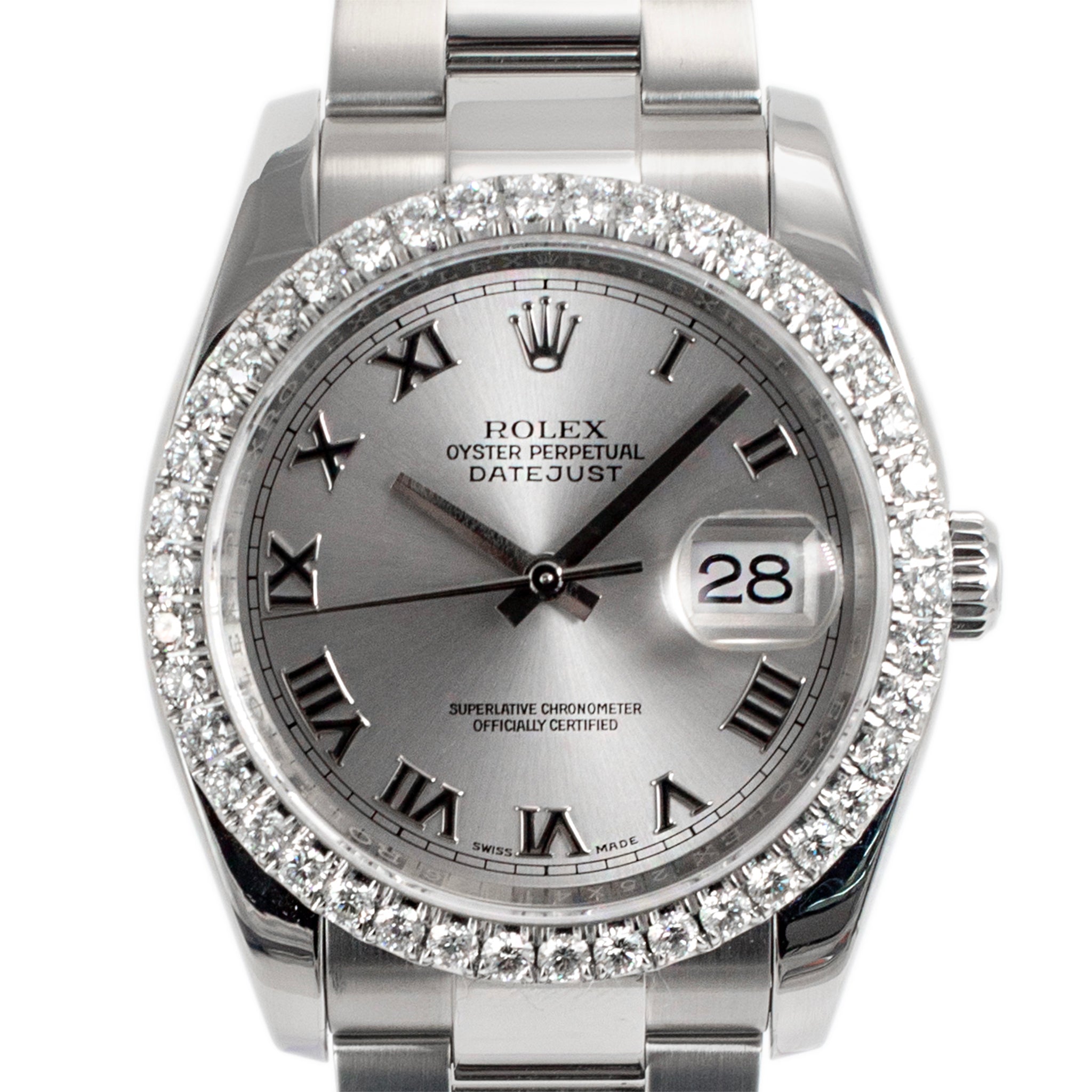 Rolex Datejust 36MM 116200 Roman Dial Diamond Bezel Oyster Stainless Steel Watch