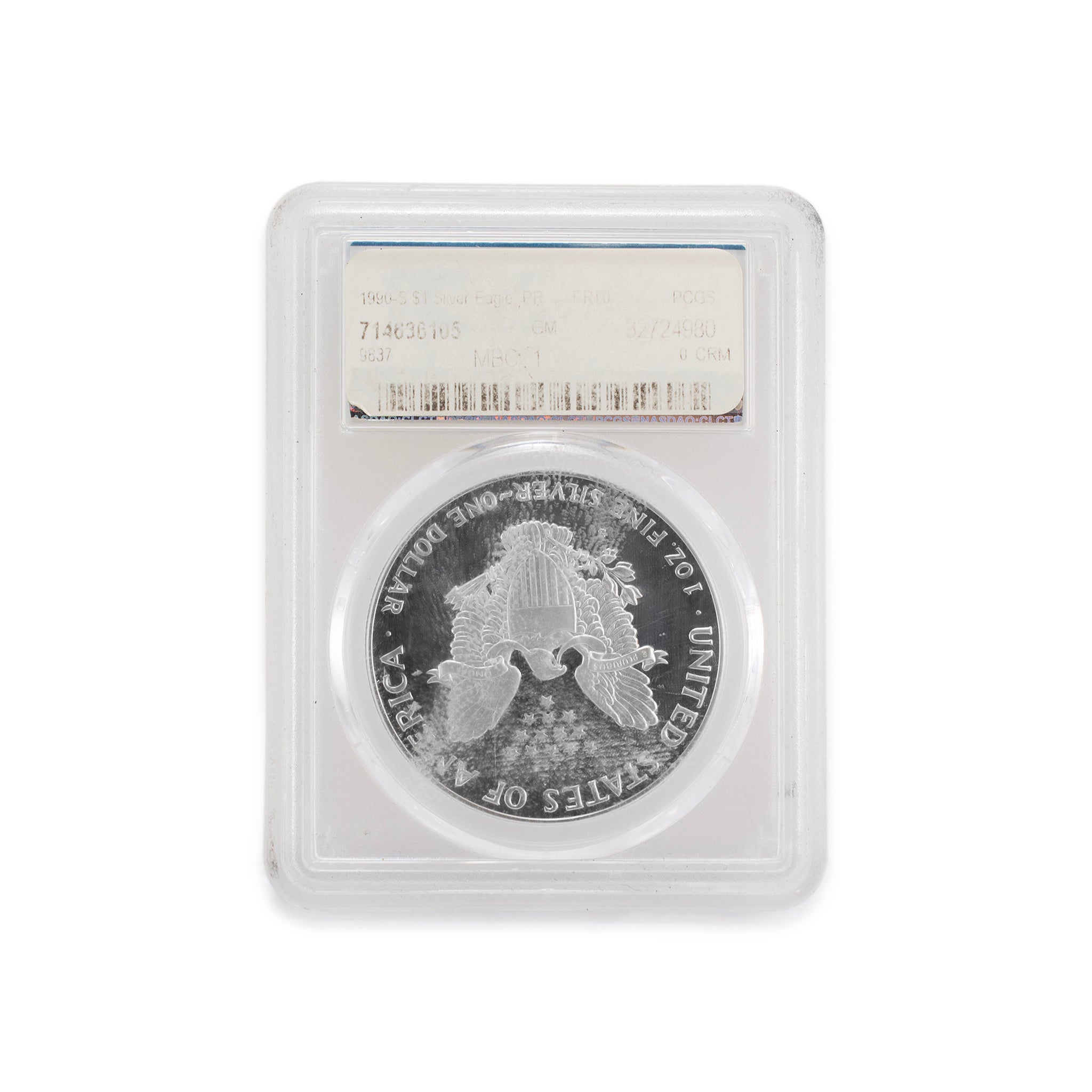 1990-S PCGS PR70DCAM 1OZ 999 Silver $1 American Eagle Liberty Coin