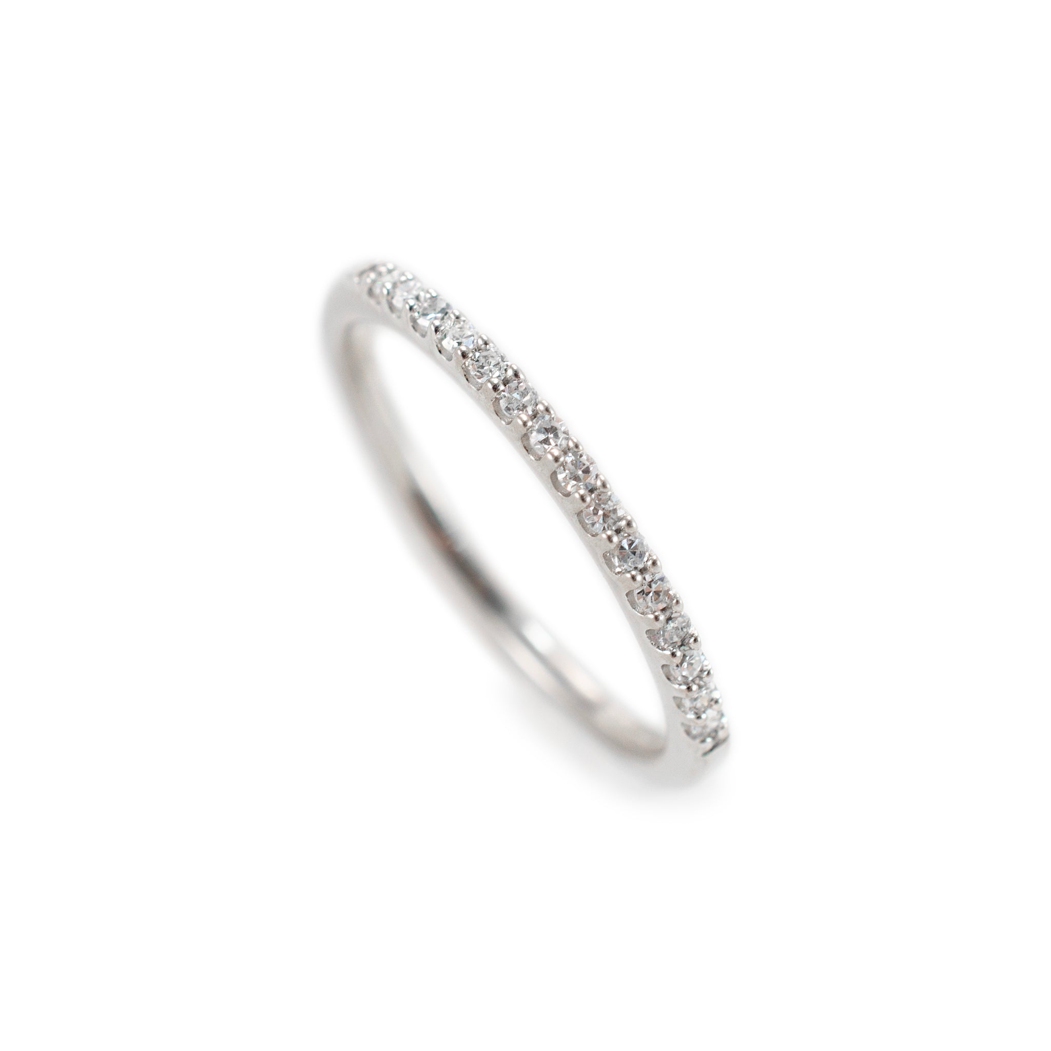 Ladies 10K White Gold Half Eternity Lab Grown Diamond Wedding Band