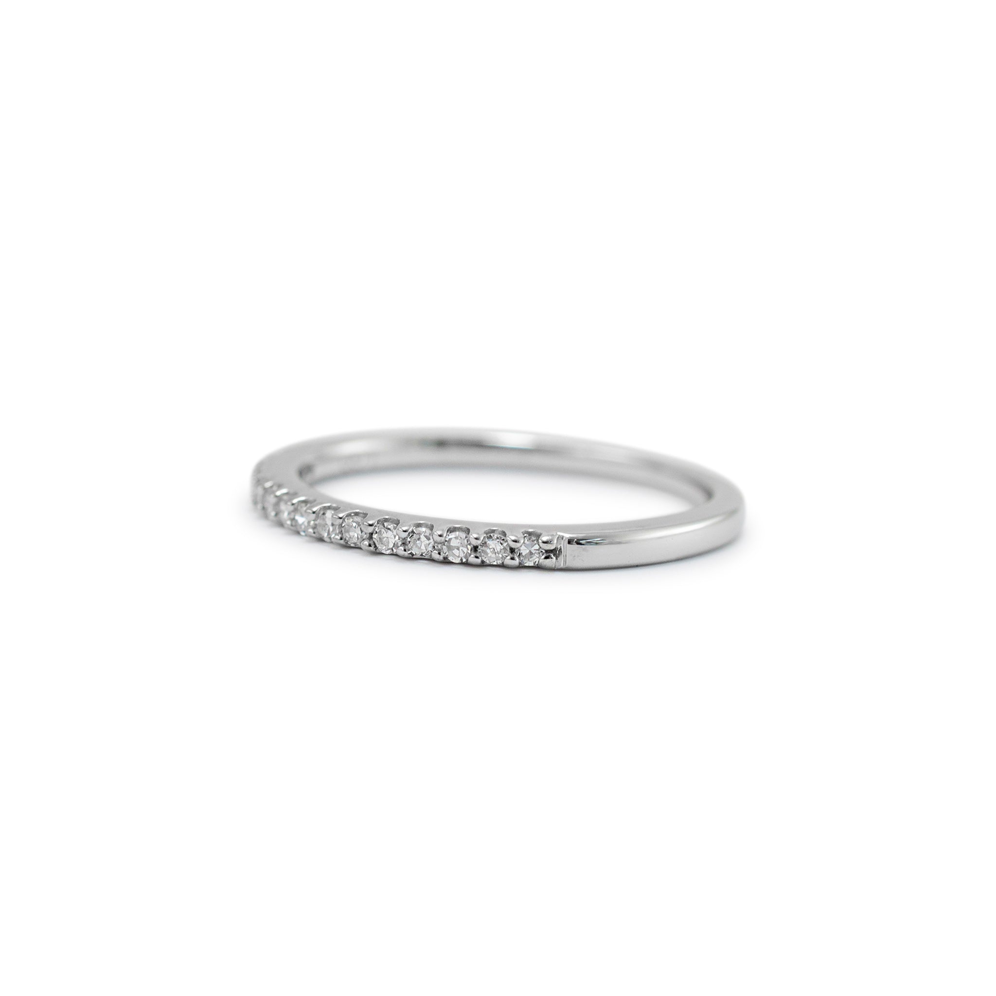 Ladies 10K White Gold Half Eternity Lab Grown Diamond Wedding Band