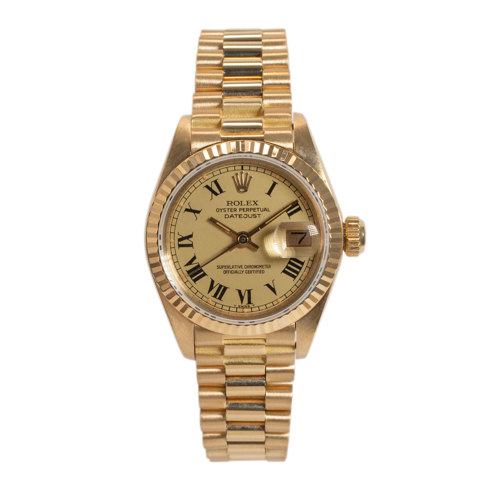 1976 Rolex Lady Datejust 26MM 6917 Diamond Dial President 18K Yellow Gold Watch