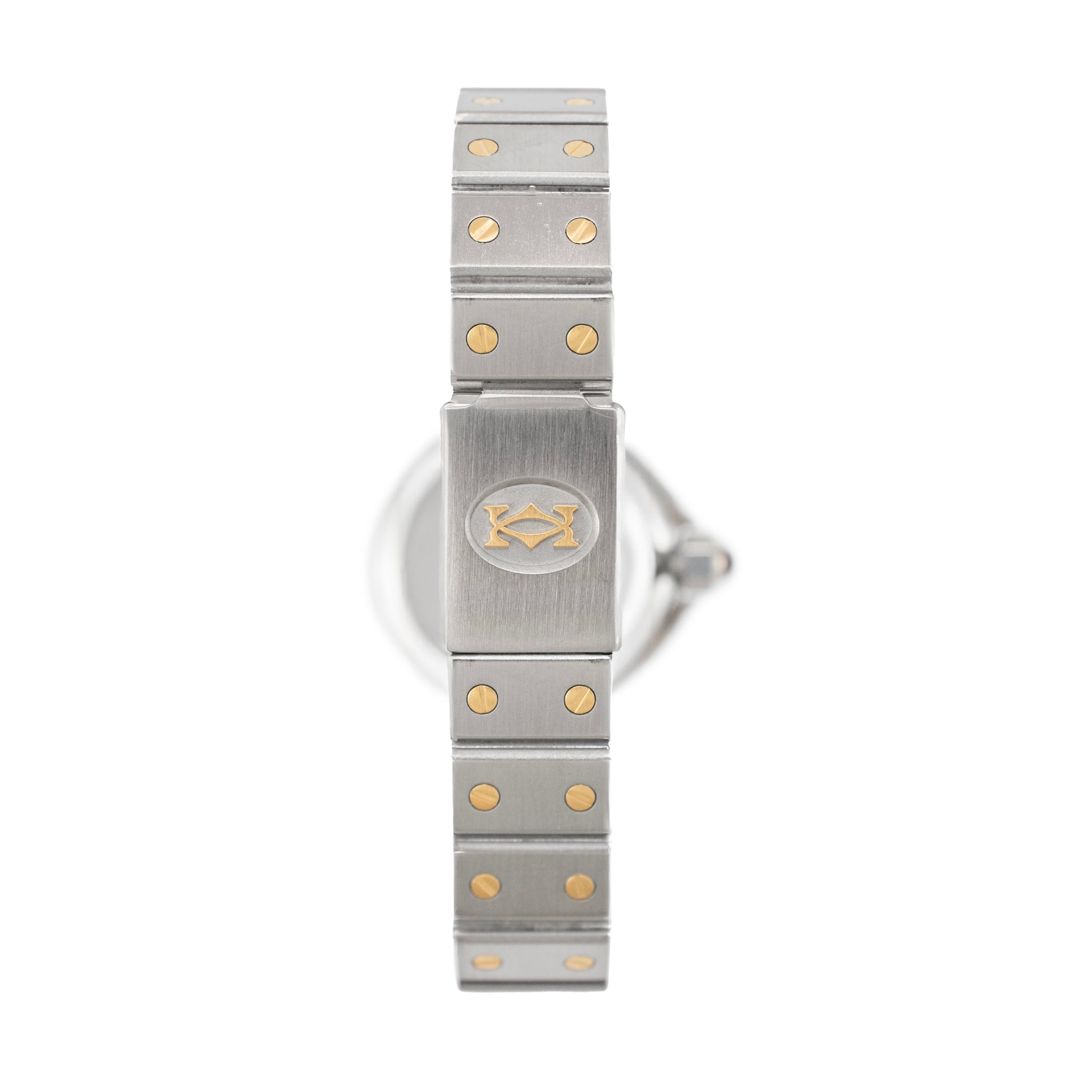 Ladies Cartier Santos Octagon 25MM 0907 Burgundy Gold Steel Automatic Watch