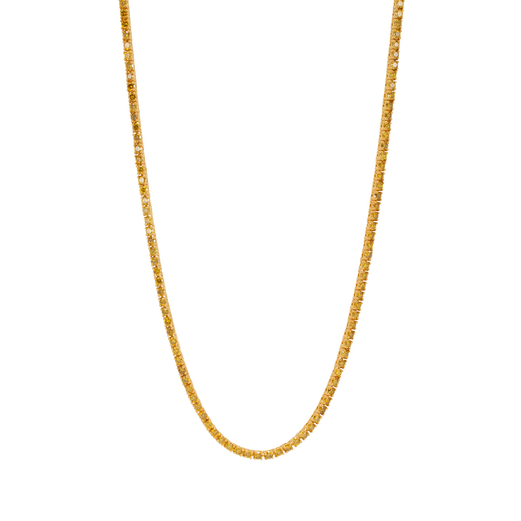 10K Yellow Gold Yellow Diamond Tennis Chain Necklace