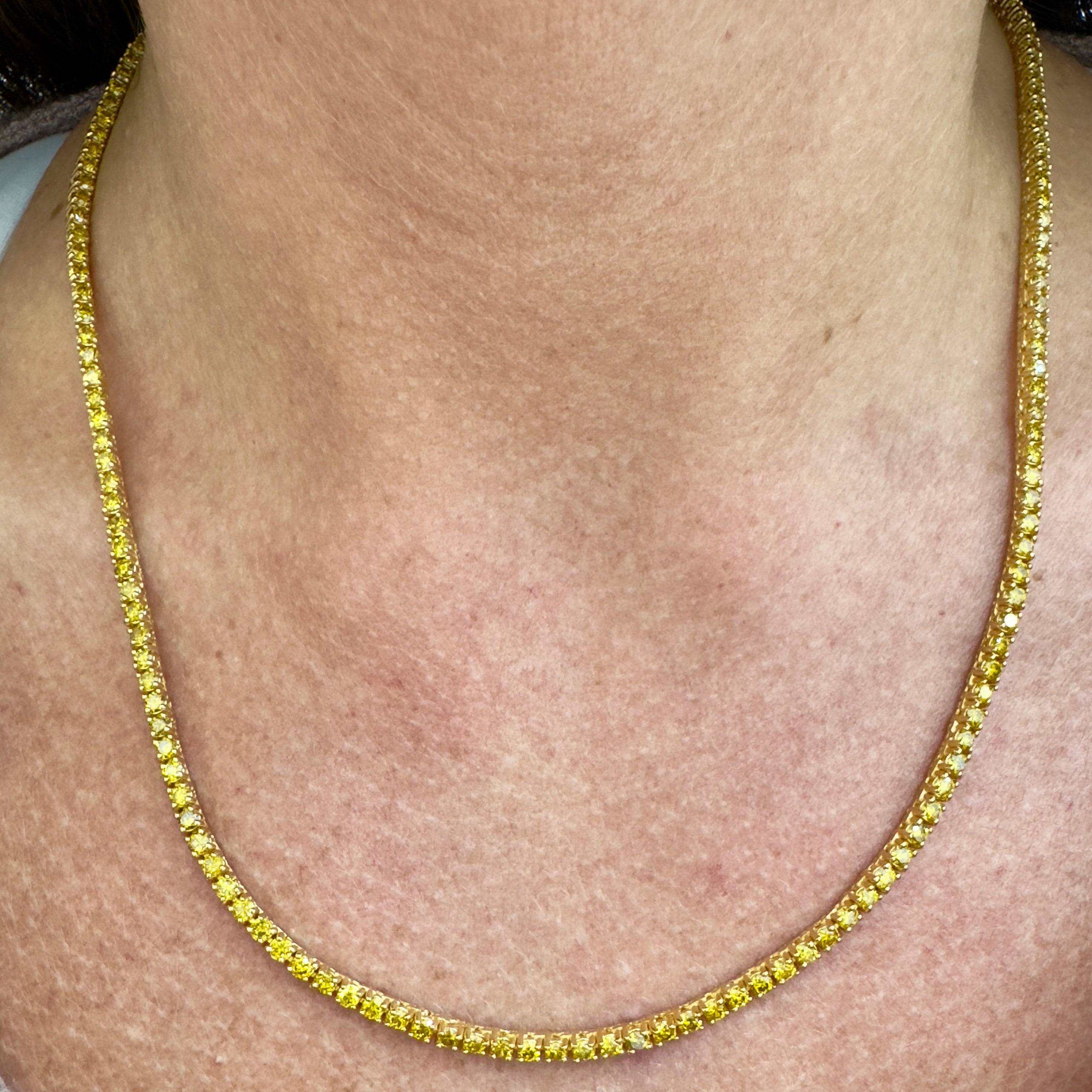 10K Yellow Gold Yellow Diamond Tennis Chain Necklace
