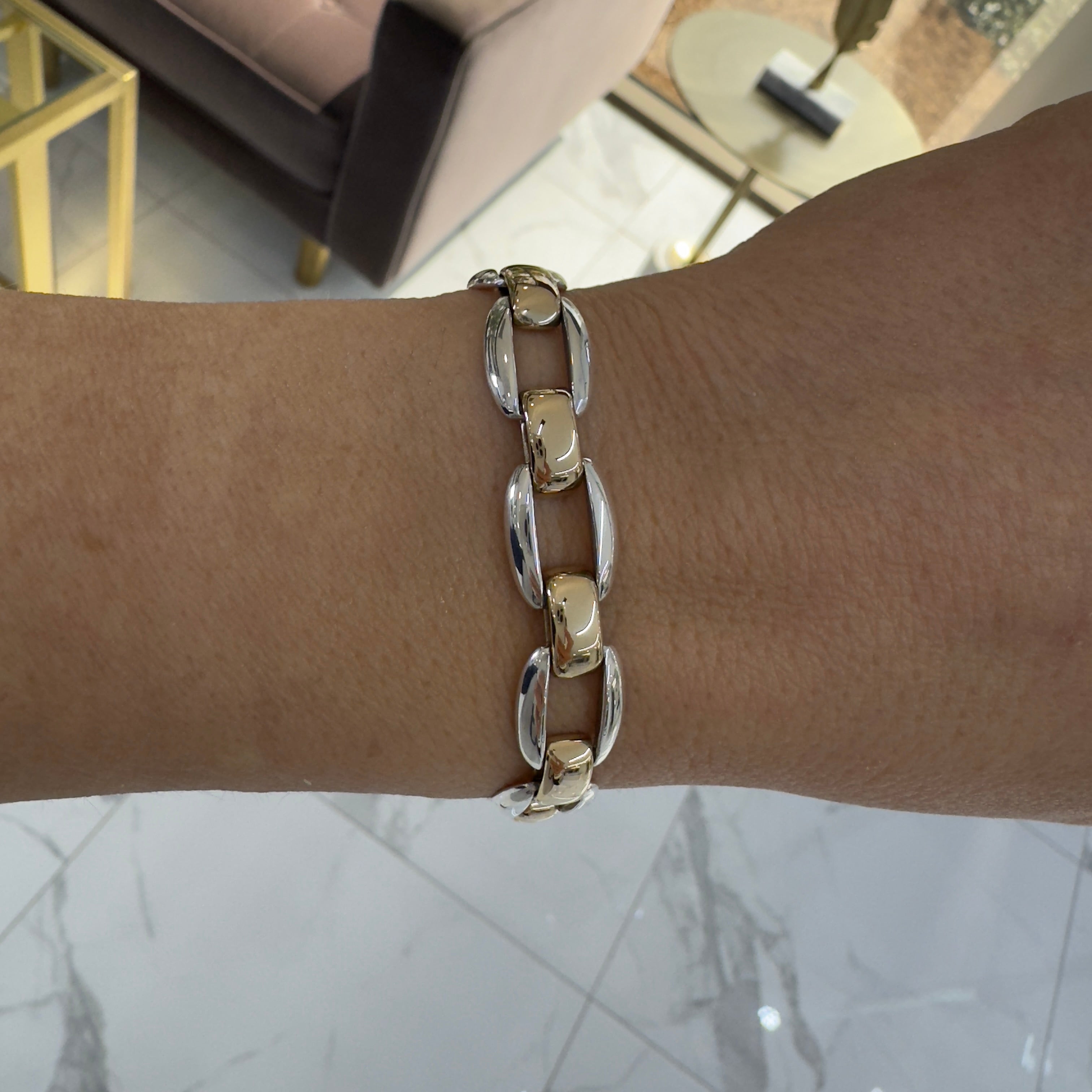 James Avery Retired 925 Sterling Silver 14K Yellow Gold Enduring Bond Bracelet