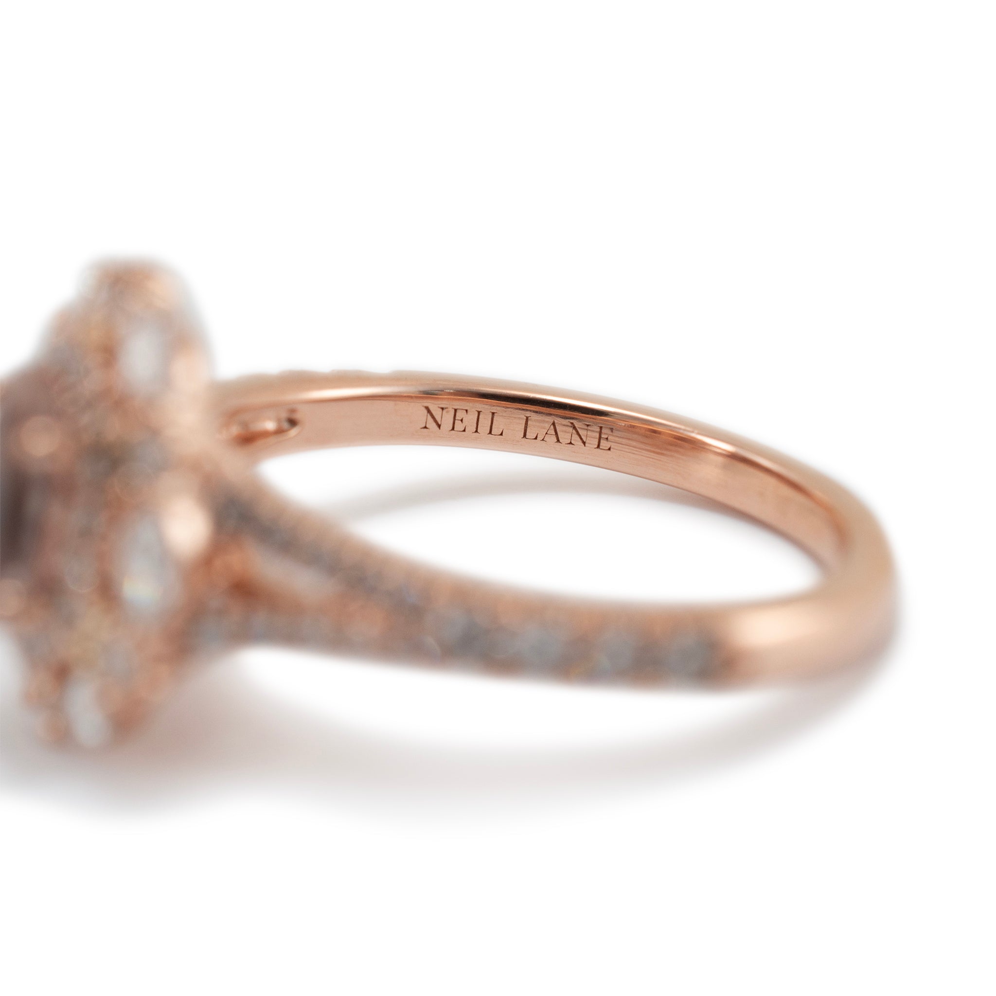 Neil Lane 14K Rose Gold Morganite Double Halo Accented Diamond Cocktail Ring