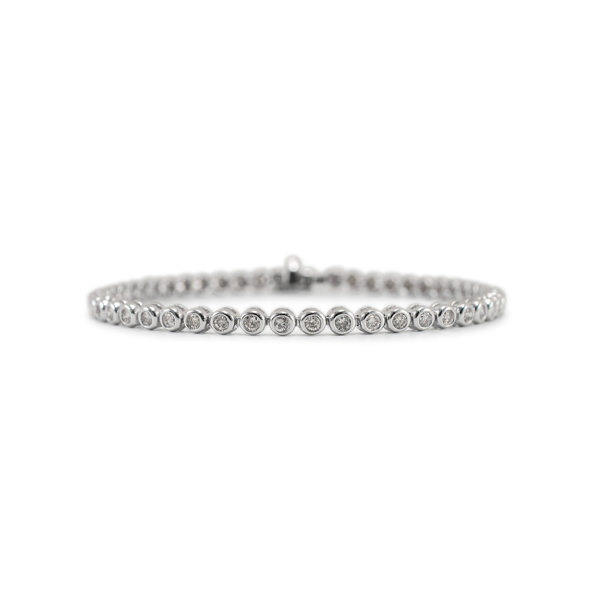 14K White Gold Bezel Set 1.94ct Diamond Tennis Bracelet