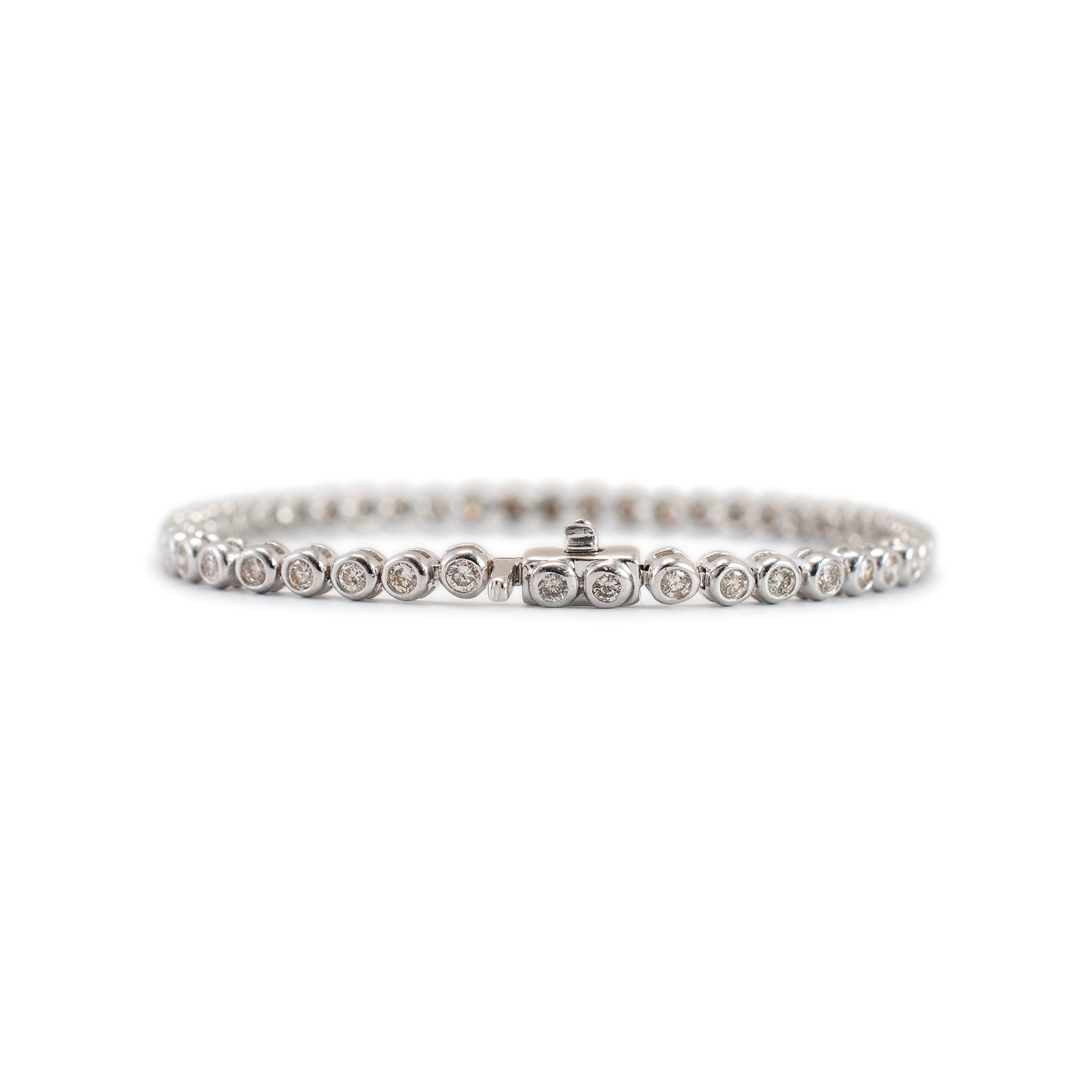 14K White Gold Bezel Set 1.94ct Diamond Tennis Bracelet
