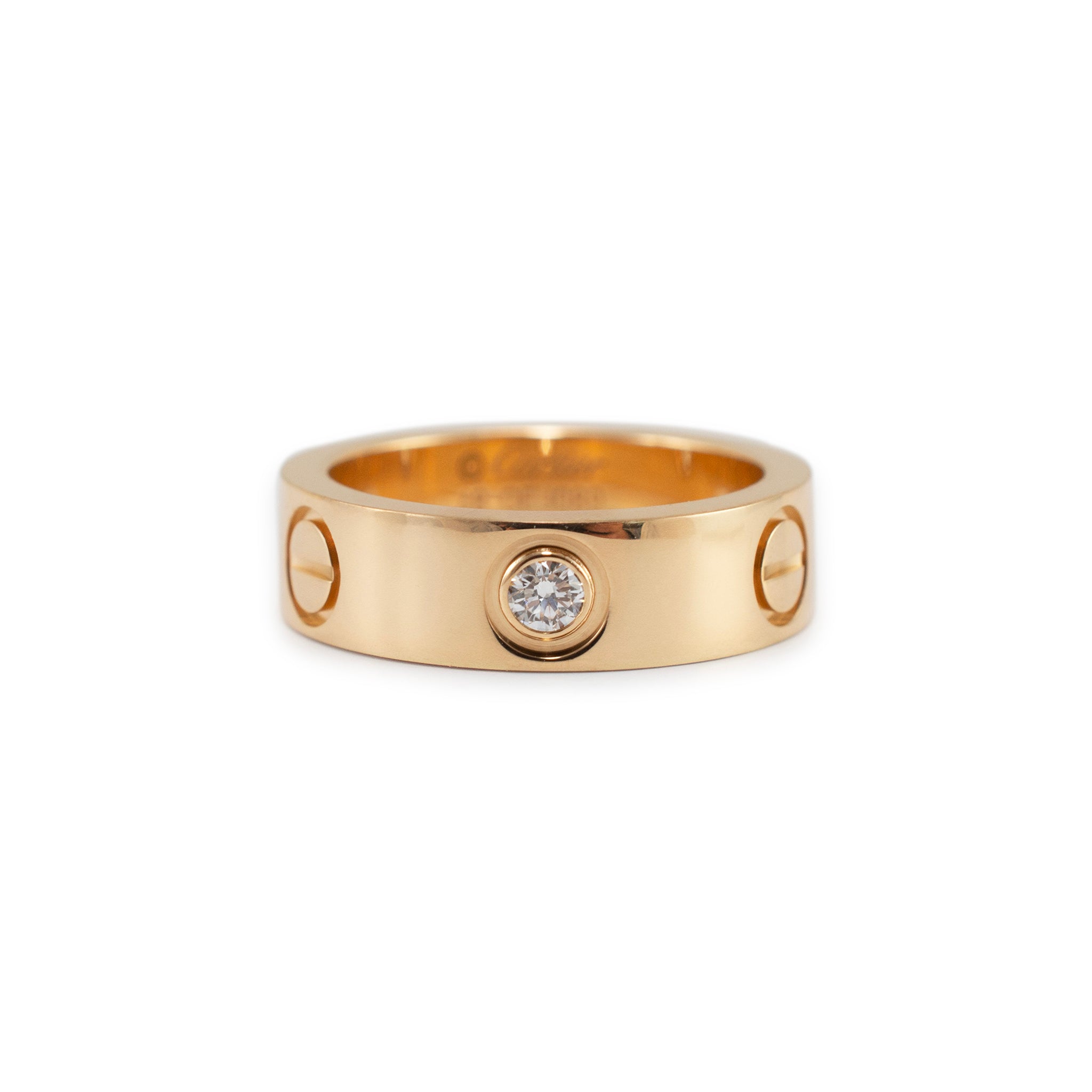Cartier Ladies 18K Yellow Gold 3 Diamond Love Band Ring