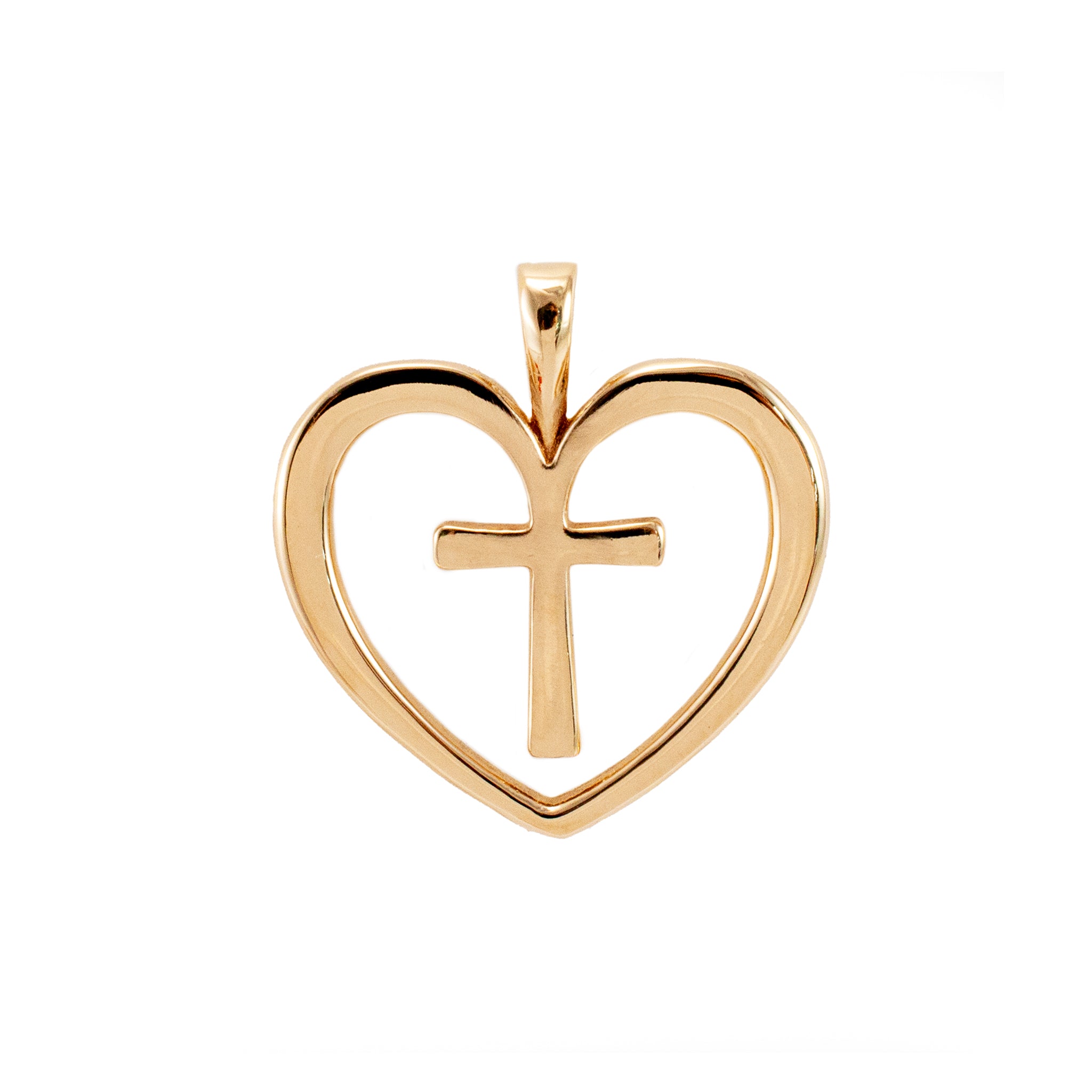 James Avery Retired 14K Yellow Gold Cross Open Heart Charm Pendant