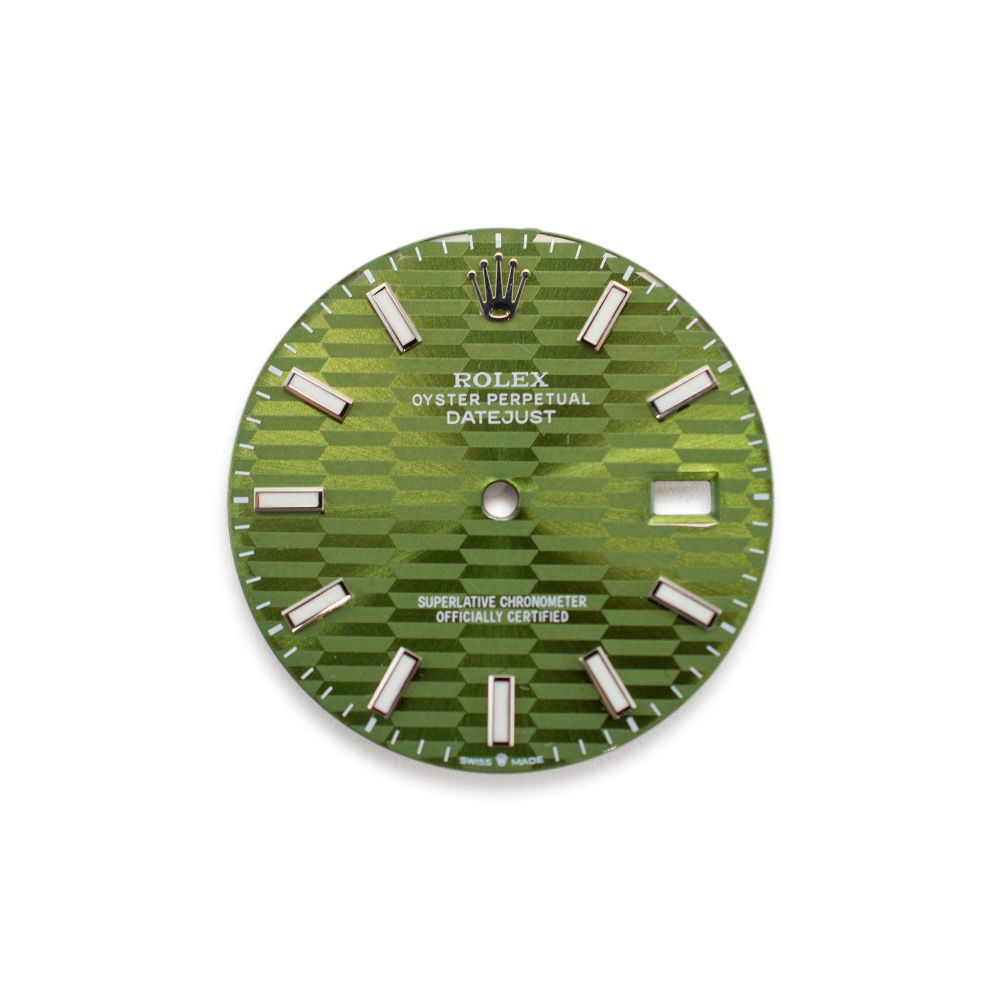 Custom Rolex Datejust 36 Green Fluted Motif Stick Dial