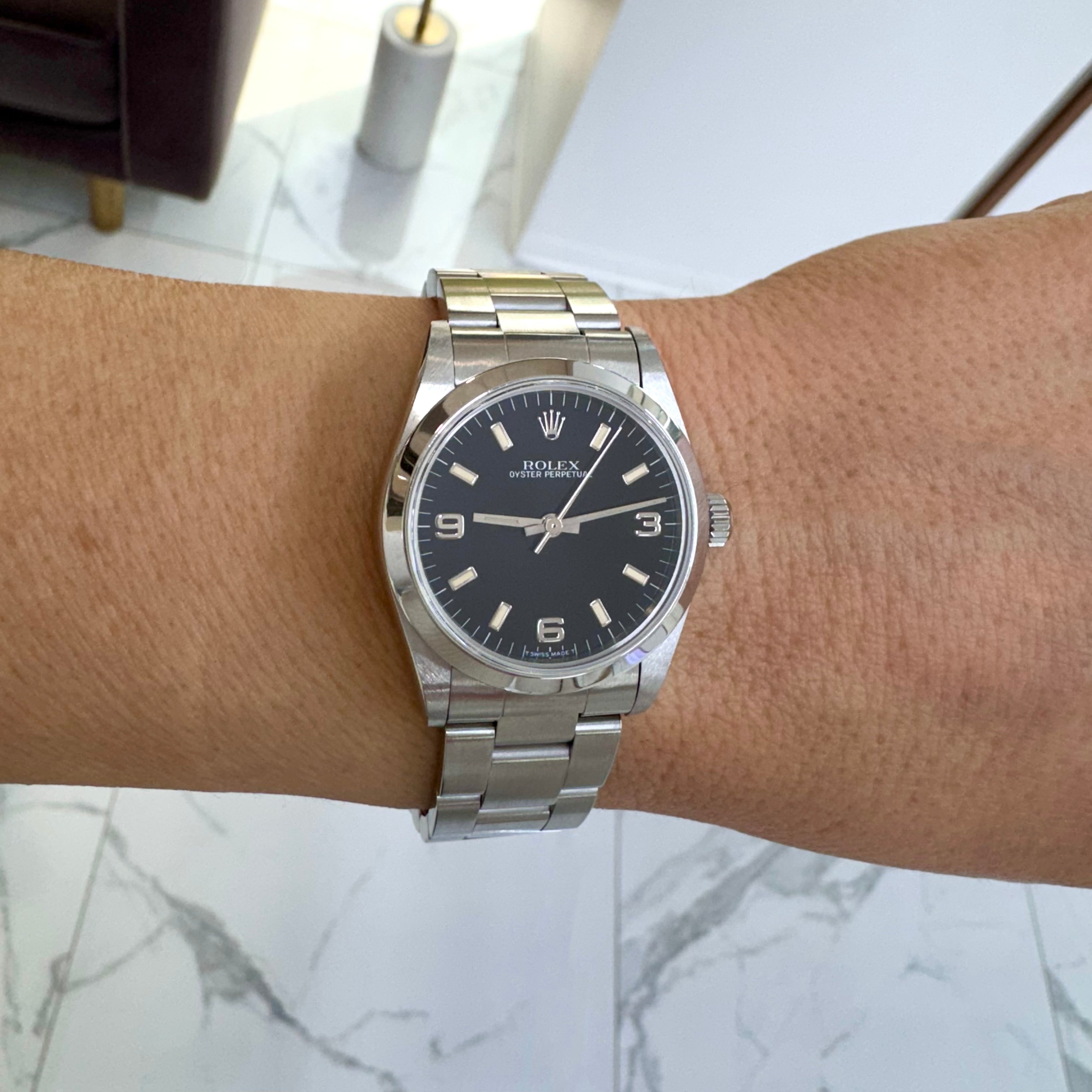 1998 Rolex Oyster Perpetual 31 67480 Black Dial Oyster Stainless Steel Watch
