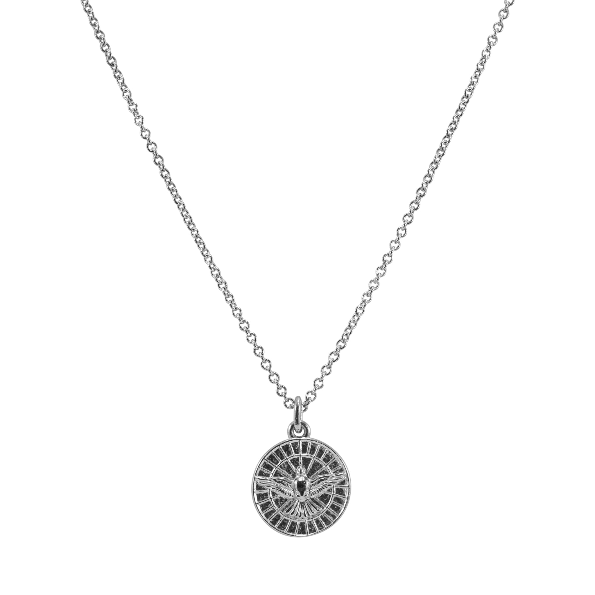 Mene Pure Platinum Holy Spirit Dove Medallion Pendant Necklace