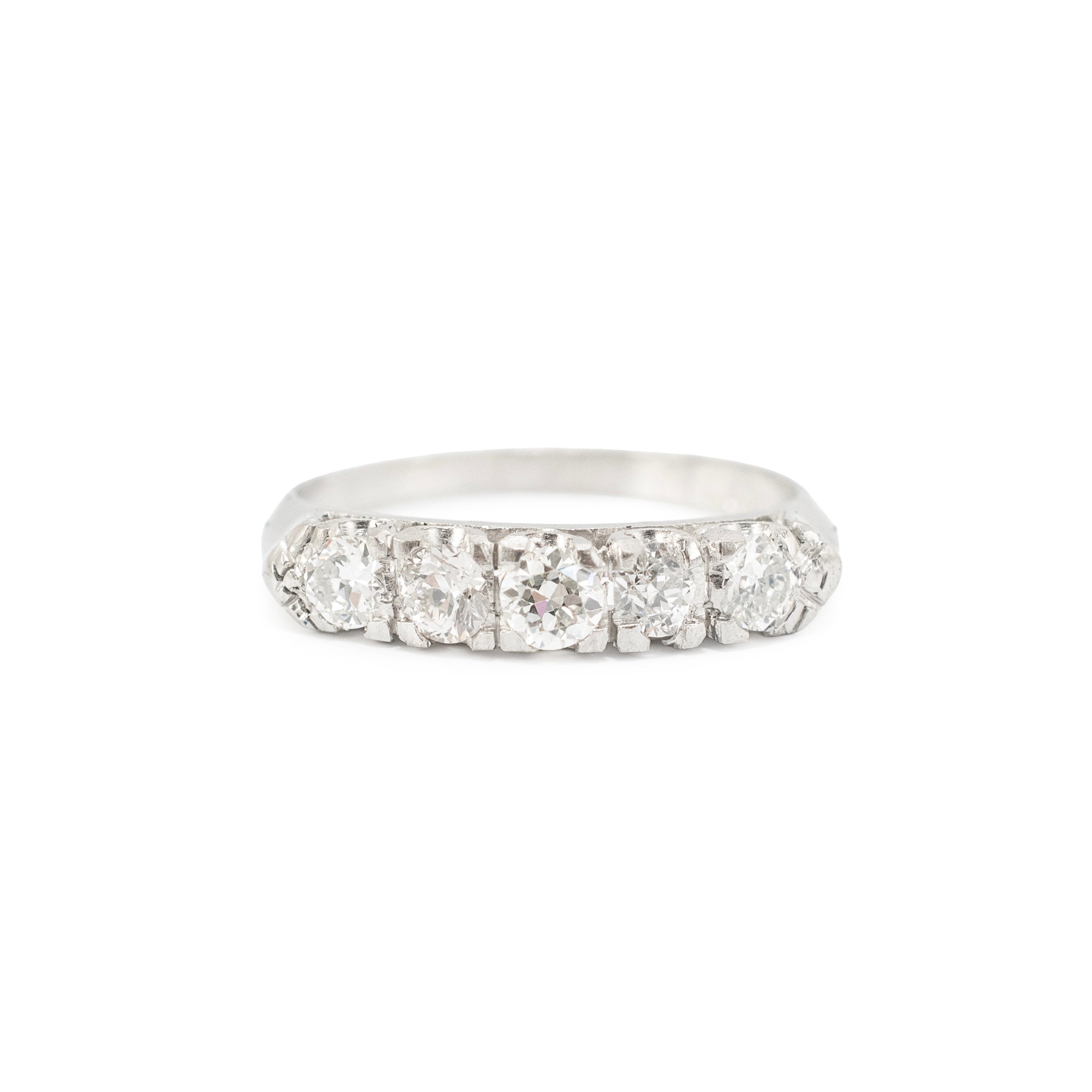 Ladies Antique Art Deco Platinum 0.66ct Old European Cut Diamond Band Ring