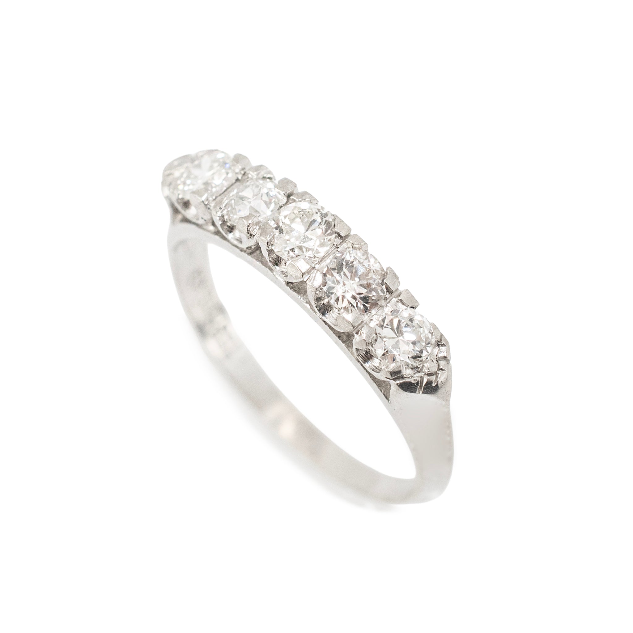 Ladies Antique Art Deco Platinum 0.66ct Old European Cut Diamond Band Ring