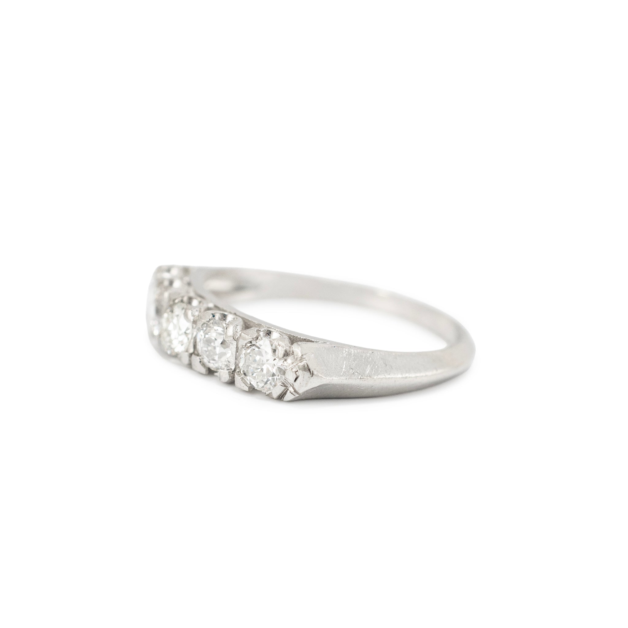Ladies Antique Art Deco Platinum 0.66ct Old European Cut Diamond Band Ring