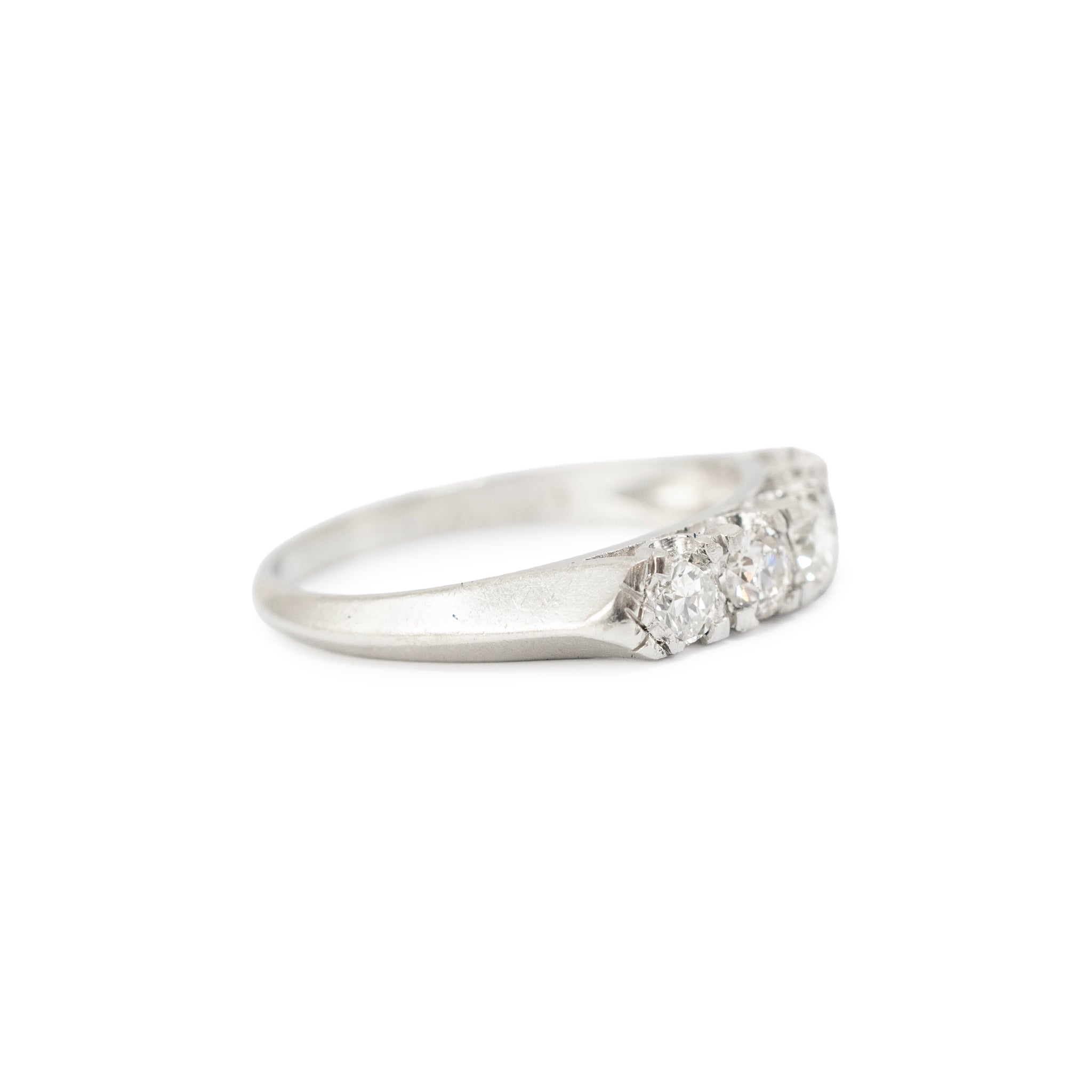 Ladies Antique Art Deco Platinum 0.66ct Old European Cut Diamond Band Ring