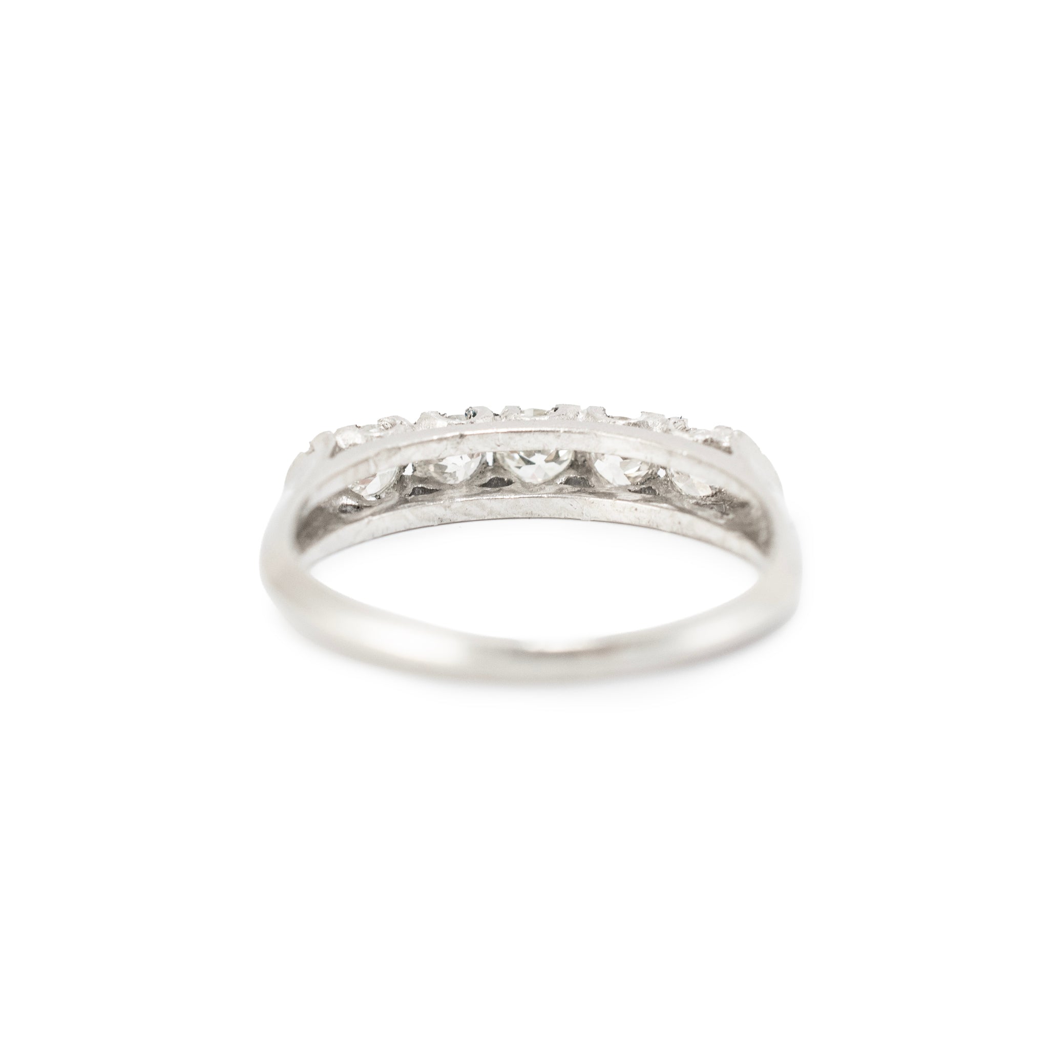 Ladies Antique Art Deco Platinum 0.66ct Old European Cut Diamond Band Ring