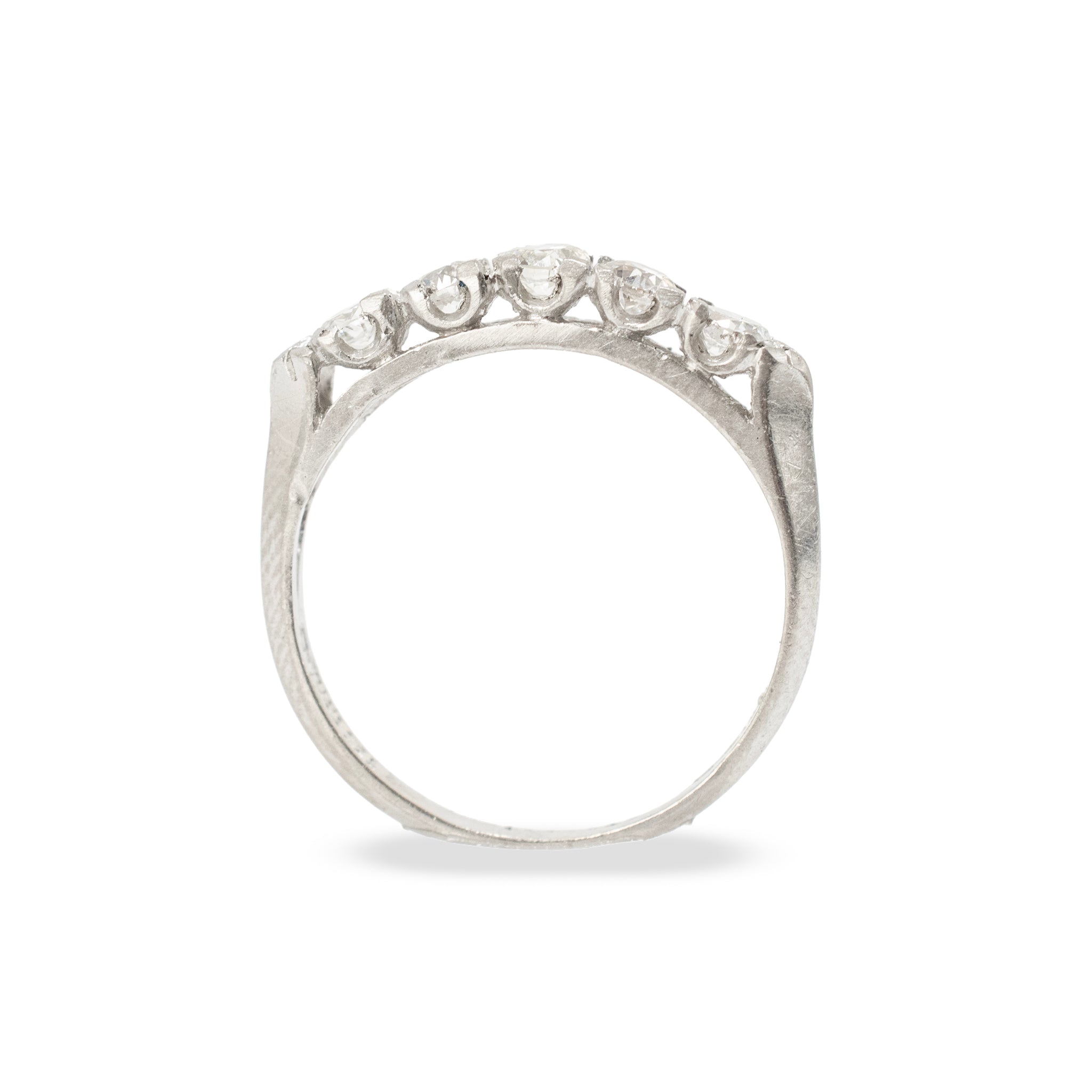 Ladies Antique Art Deco Platinum 0.66ct Old European Cut Diamond Band Ring