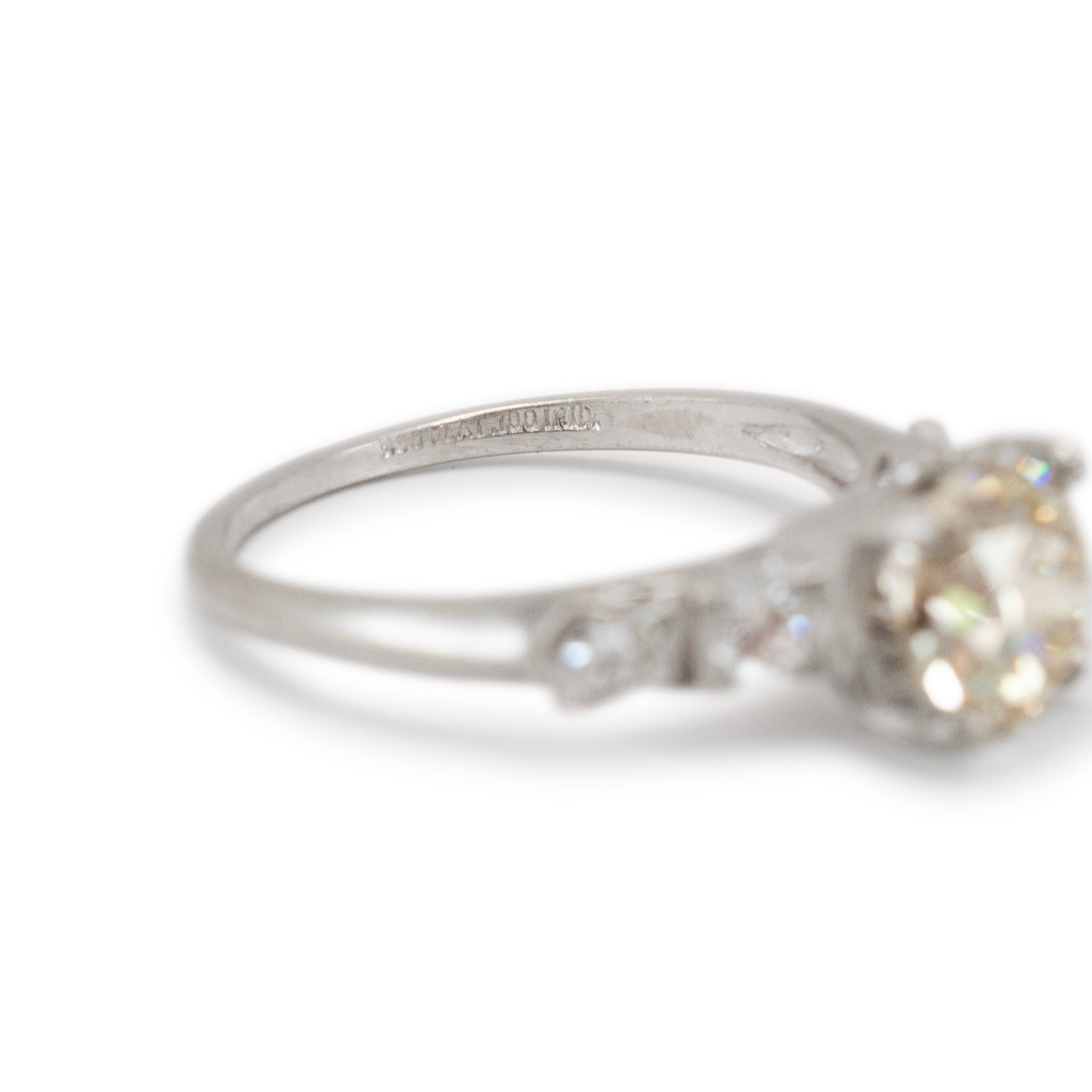 Antique Platinum 1.57ct Old European Cut Diamond Accented Engagement Ring