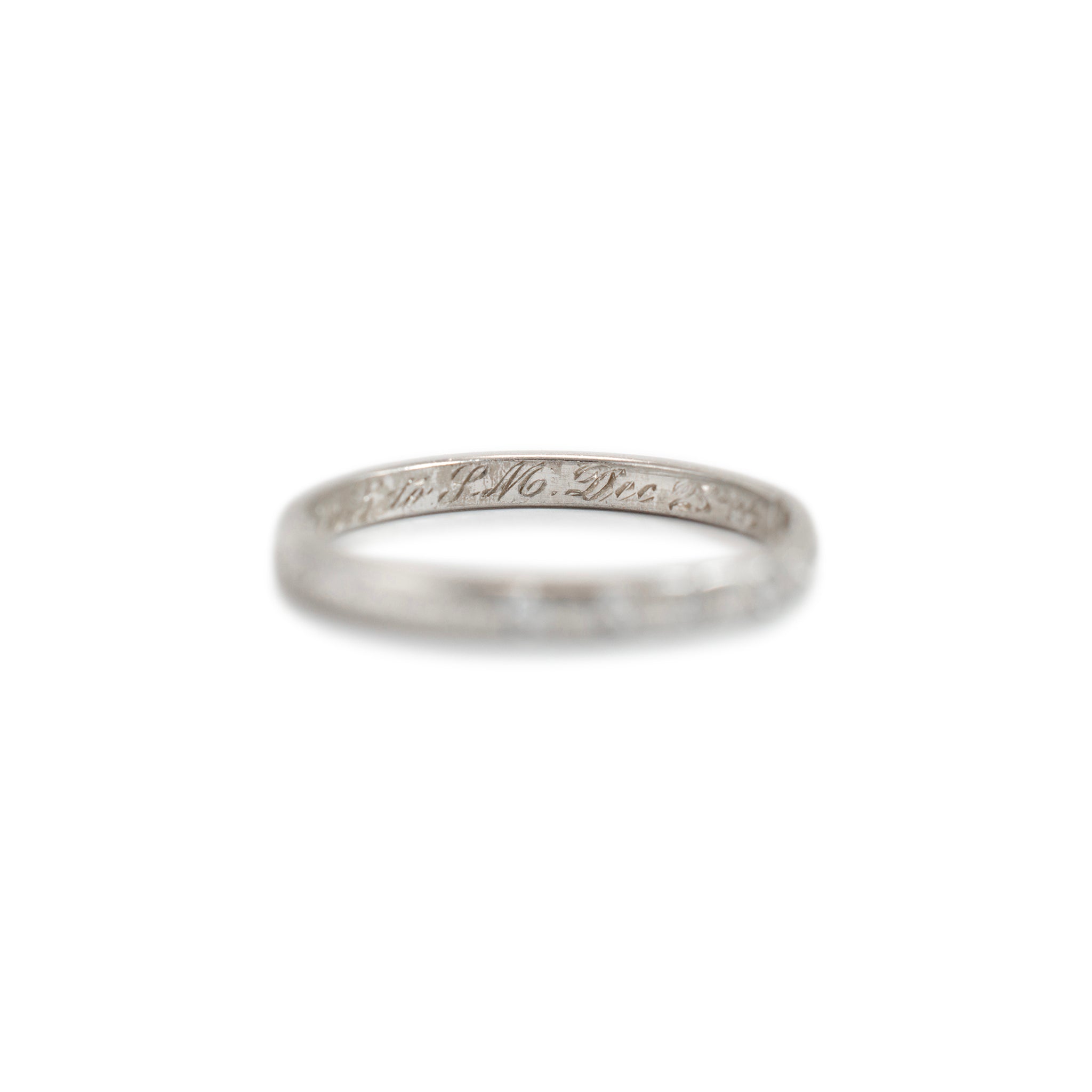 Antique Platinum Seven Across Single Cut Diamond Wedding Band
