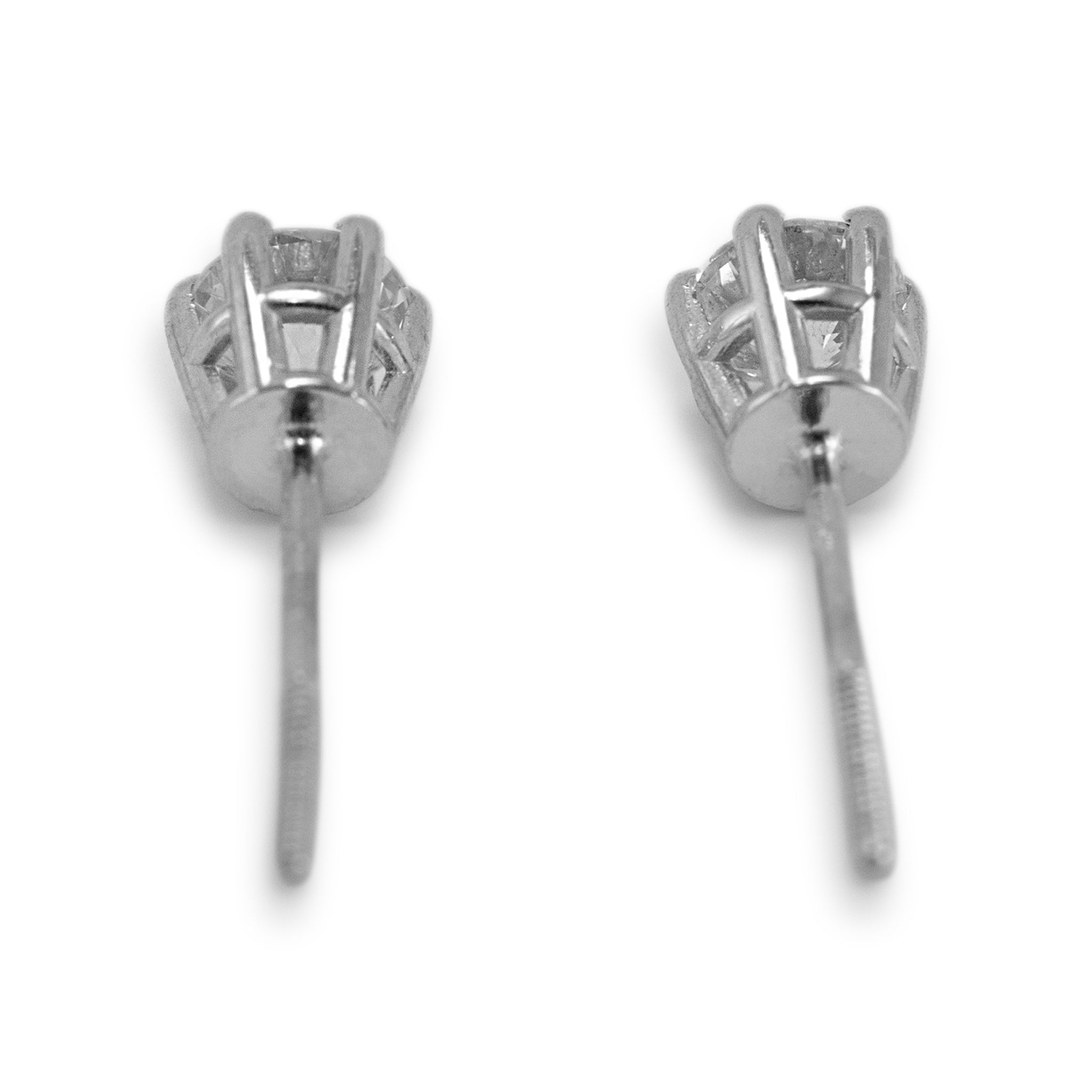 14K White Gold 6-Prong Screw Back 0.50ct Diamond Stud Earrings