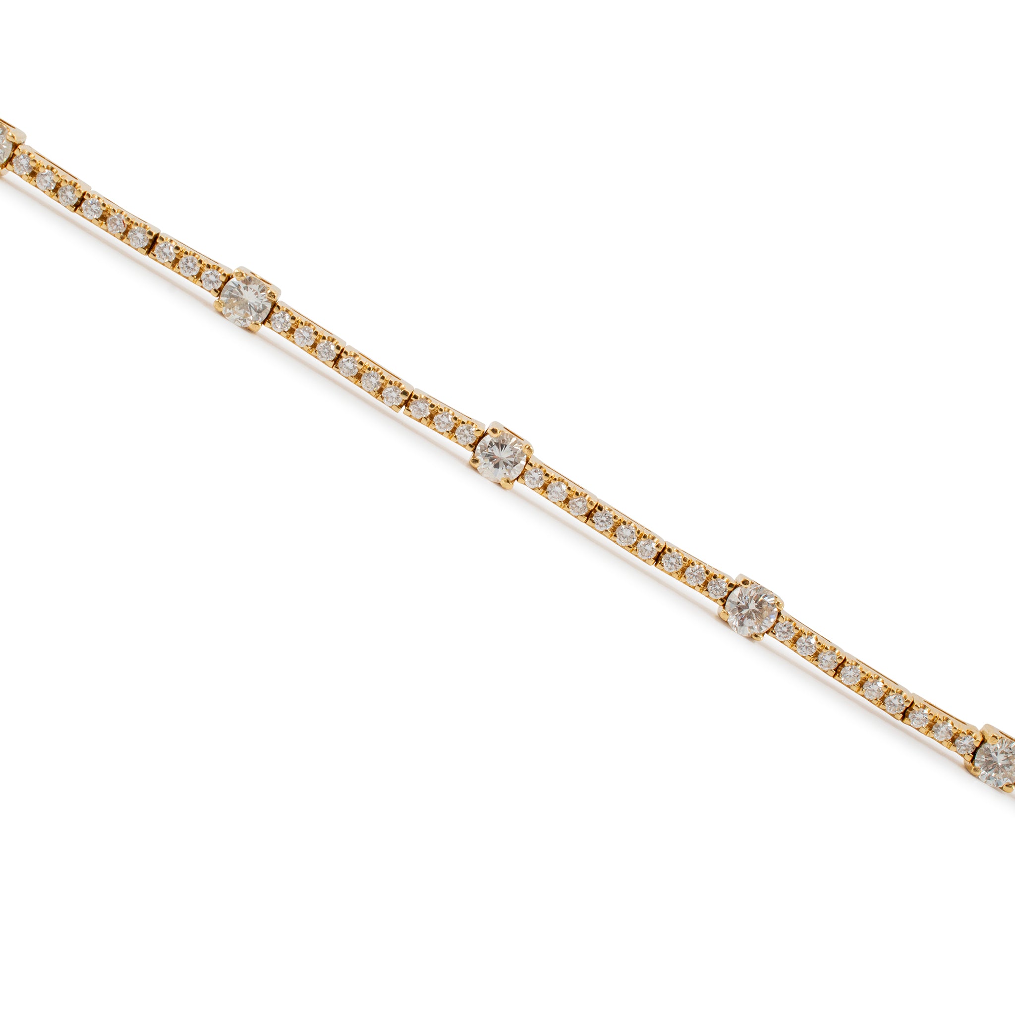 18K Yellow Gold 2.21ct Diamond Station Tennis Bracelet